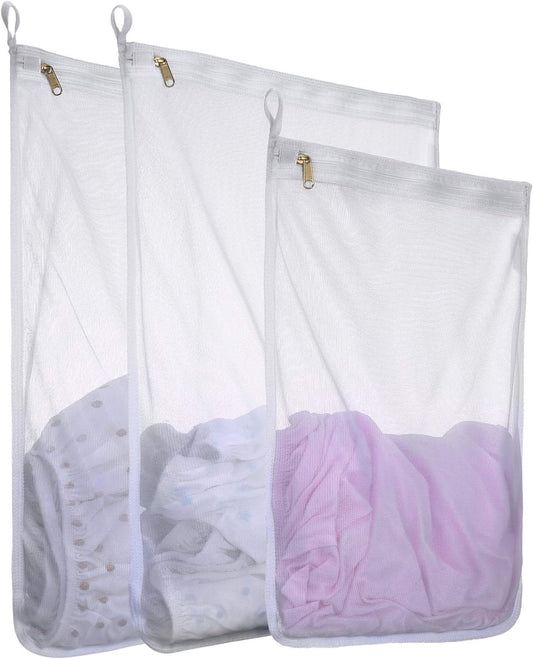 Reusable Mesh Laundry Bags, Delicates Garment Washing Bags for Travel/College, Durable Zipper