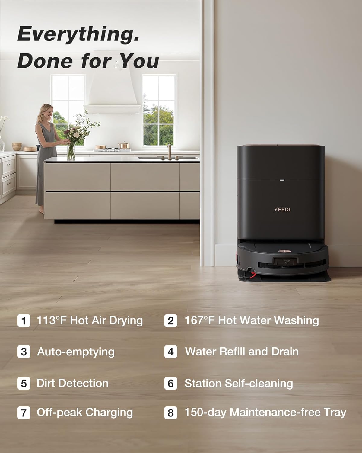 Yeedi M14 Plus Robot Vacuum and Mop, 18,000Pa Suction, OZMO Roller Instant Self-Washing Mopping
