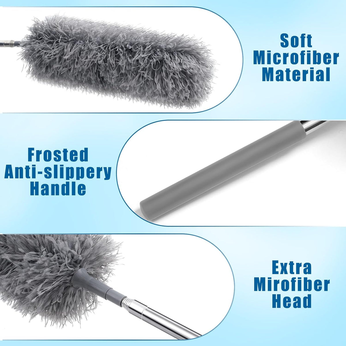 Tanlade 12 Pcs Microfiber Feather Duster for Cleaning 13-31 Inch Extendable Cobweb Dusters Ceiling