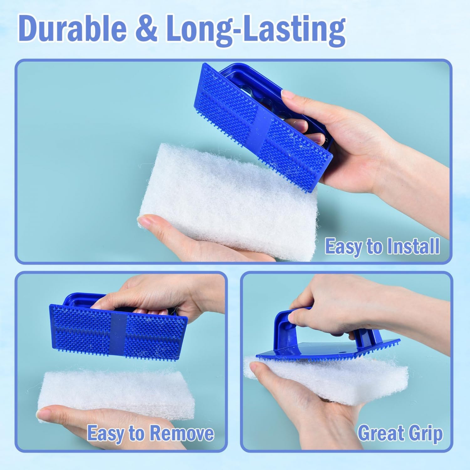 YoleShy Shower Scrubber Non-Scratch Bathtub Scrubber Heavy Duty Scrub Pad with Handle for Bathroom