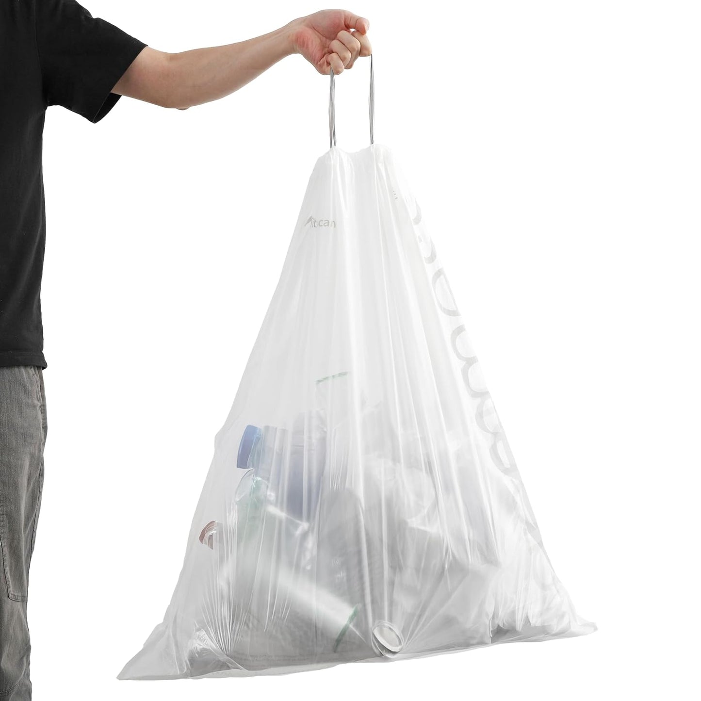 happimess HPM3000V-WHITE 30 Gallon Drawstring Unscented Trash Can Liner for Business Home Kitchen