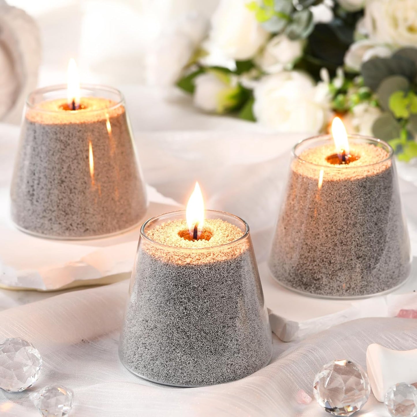 MTLEE Candle Sand 3.3 lb DIY Pearled Candle Making Kit Included 20 Pcs Wicks and Refillable Beaded