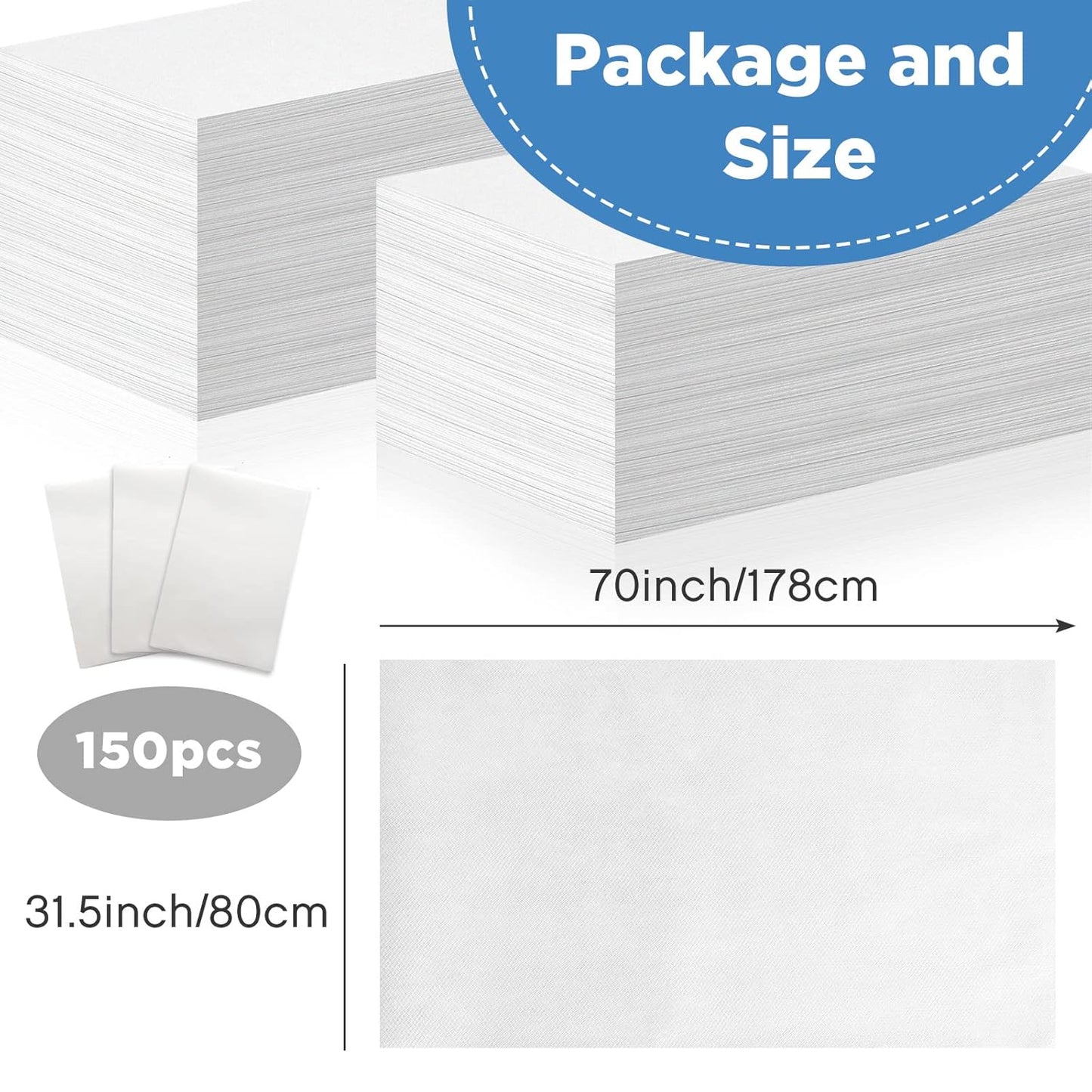 Tegeme 150 Pieces Disposable Massage Table Sheets 31" x 70" Waterproof Bed Sheets Non Woven Bed