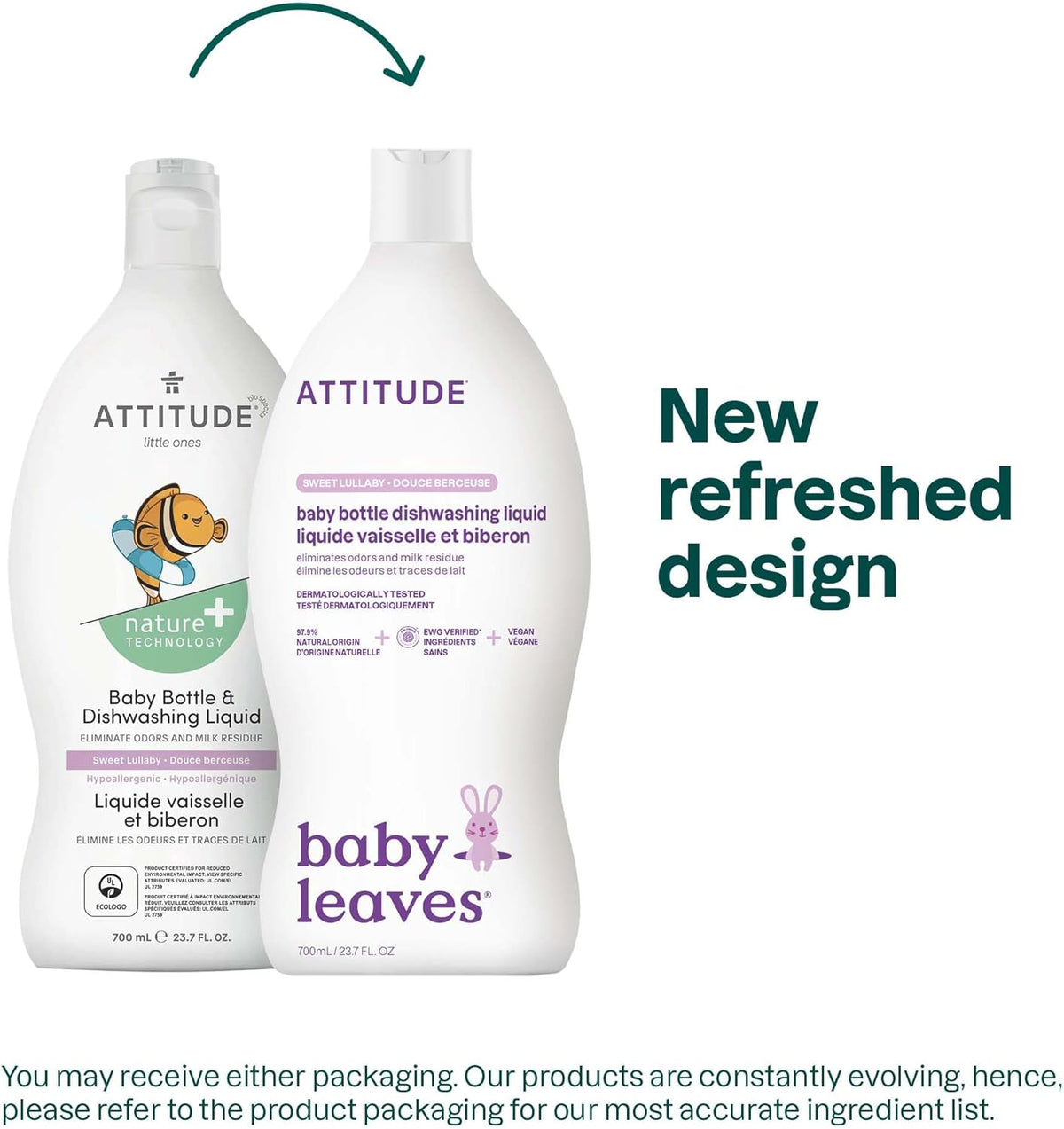 ATTITUDE Baby Dish Soap and Bottle Cleaner, EWG Verified Dishwashing Liquid, No Added Dyes or