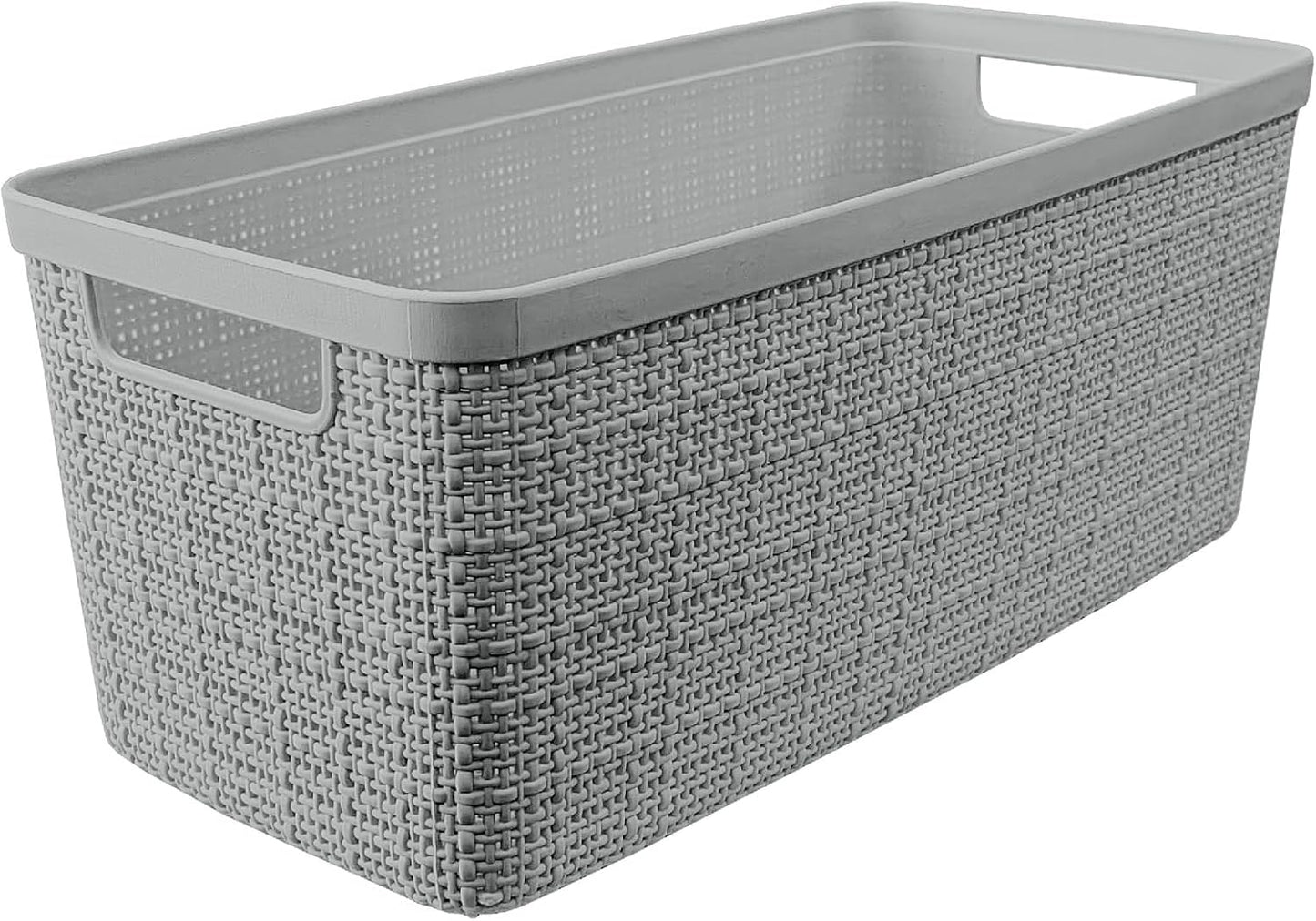 Curver Jute Decorative Plastic Organization and Storage Basket Perfect Bins for Home Office, Closet