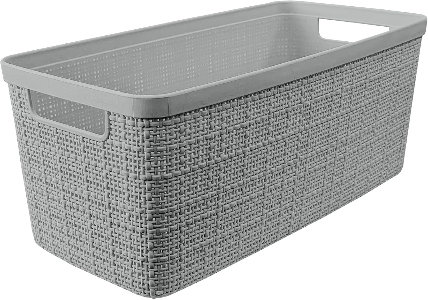 Curver Jute Decorative Plastic Organization and Storage Basket Perfect Bins for Home Office, Closet