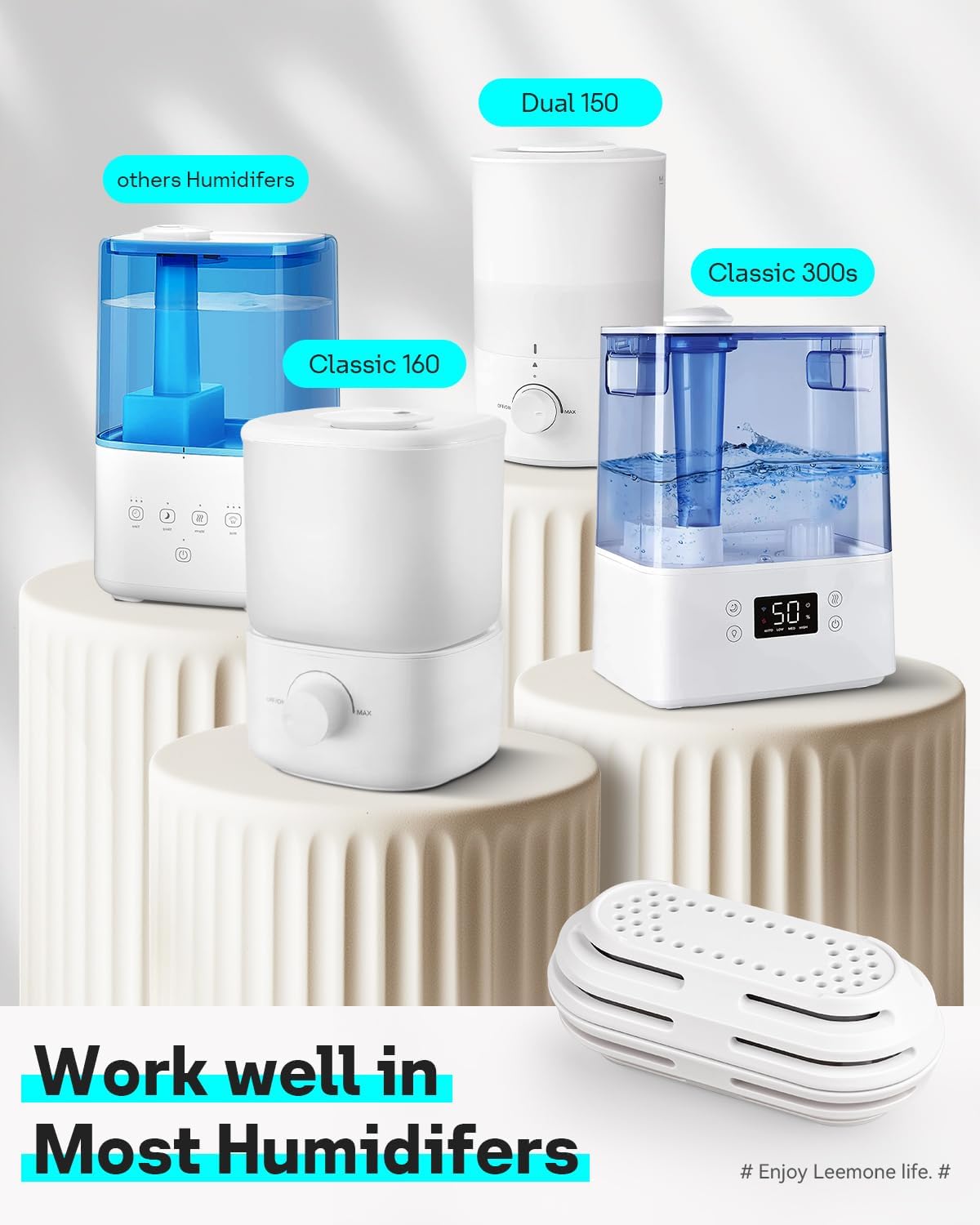 Leemone 4 Pack Humidifier Water Softener Cleaning Demineralization Cartridge Compatible with All