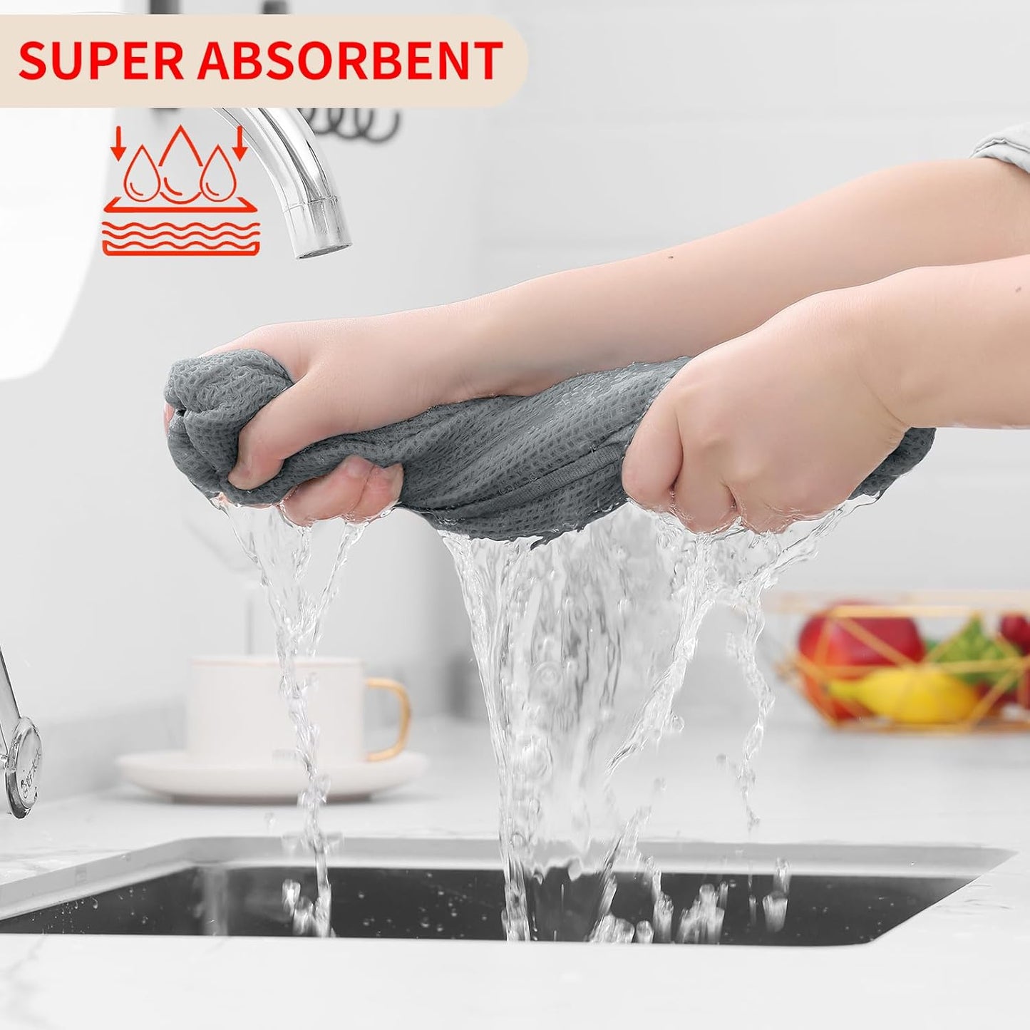 Homaxy 100% Cotton Waffle Weave Kitchen Dish Towels, Ultra Soft Absorbent Quick Drying Cleaning