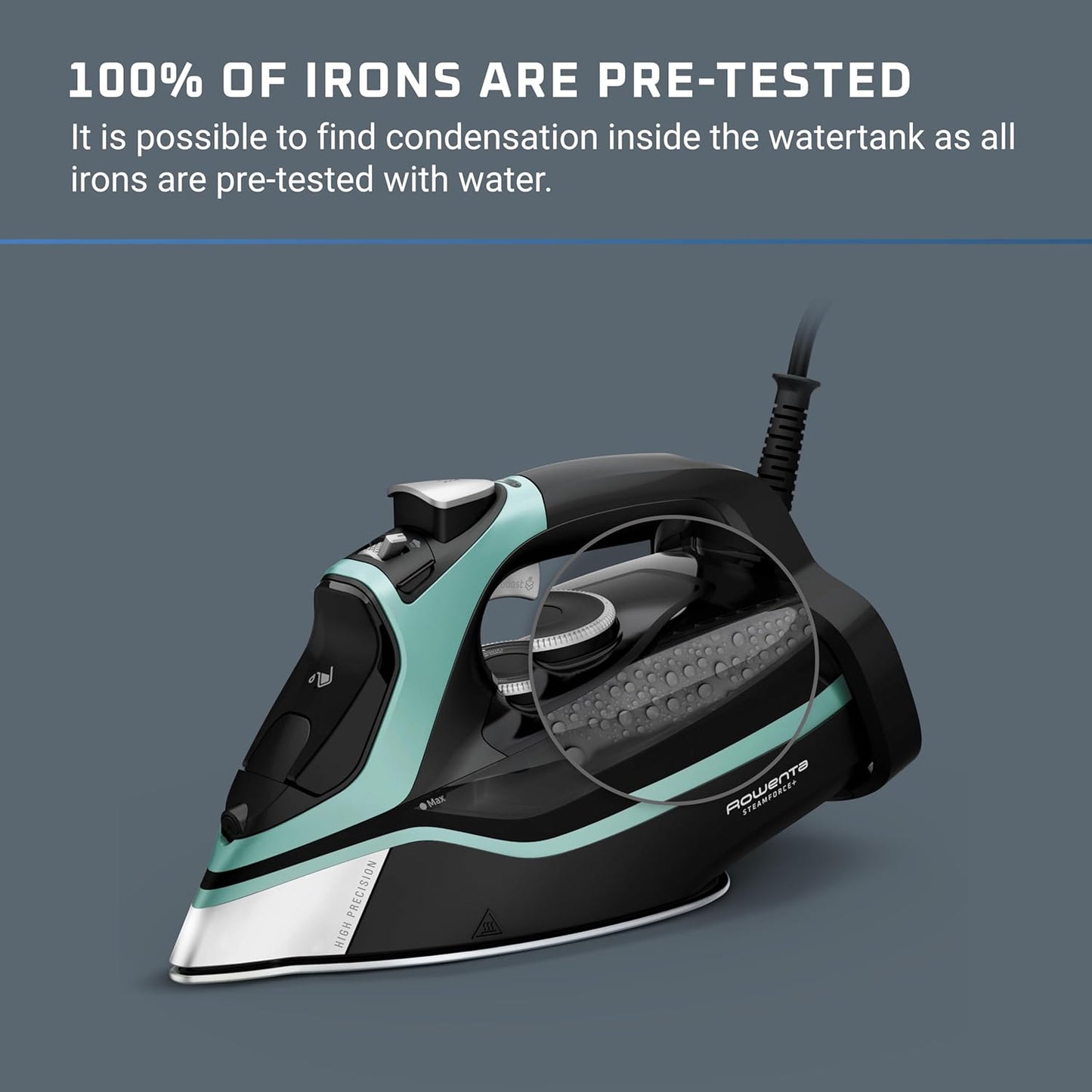 Rowenta Steam Force Stainless Steel Soleplate Steam Iron for Clothes, 400 Microsteam Holes, 1800