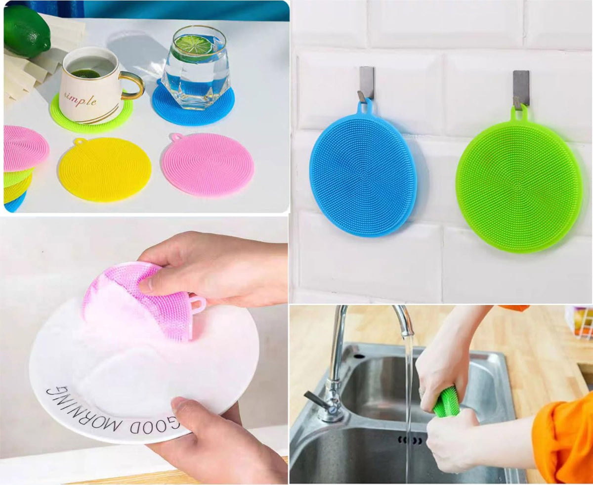 Silicone Dish Scrubber, 12 Count Silicone Sponge Dish Brush, Food Grade BPA Free Reusable Rubber