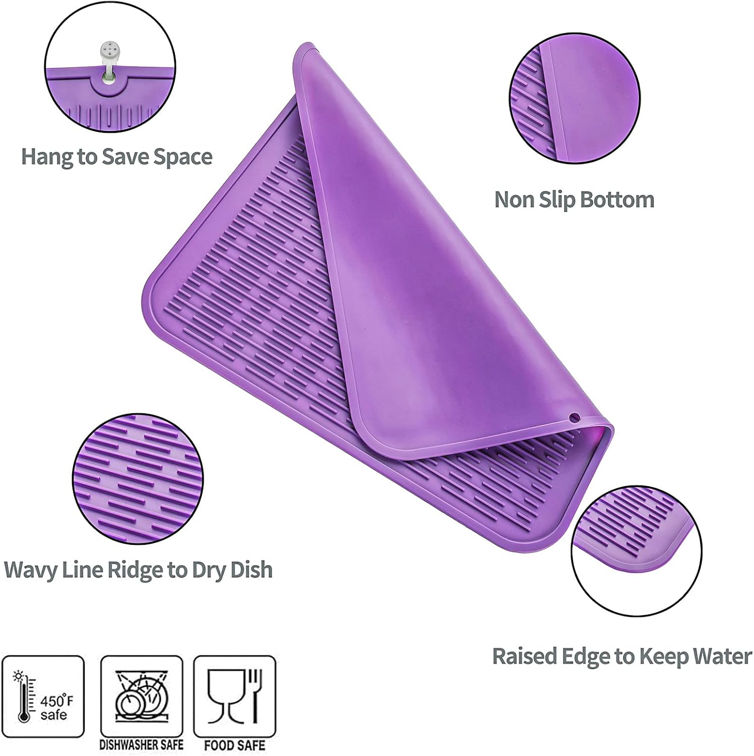 Silicone Dish Drying Mat for Multiple Usage,Easy clean,Eco-friendly,Heat-resistant Silicone Mat for