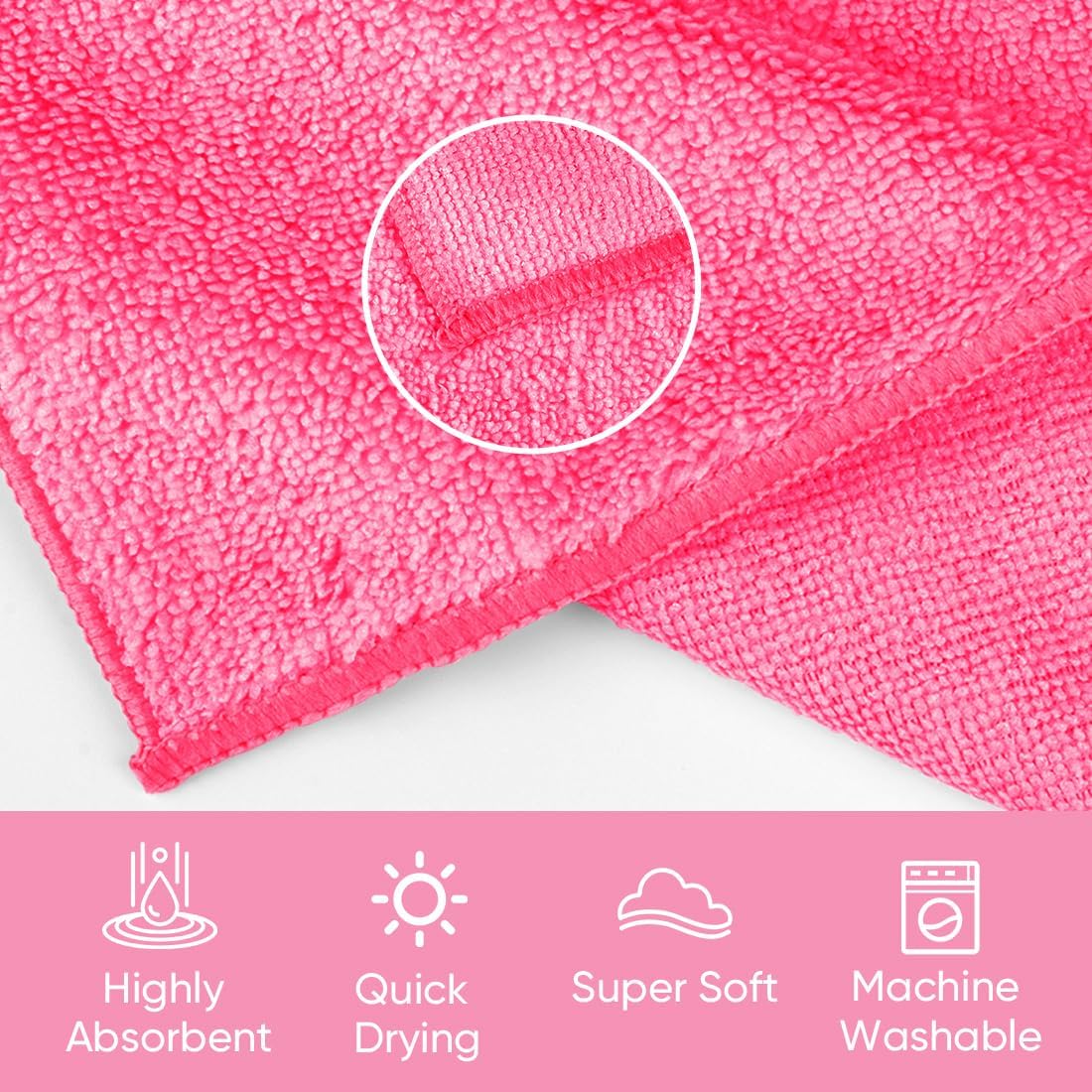 HOMEXCEL Microfiber Washcloths 12 Pack, Highly Absorbent and Soft Face Towel, Multi-Purpose Wash