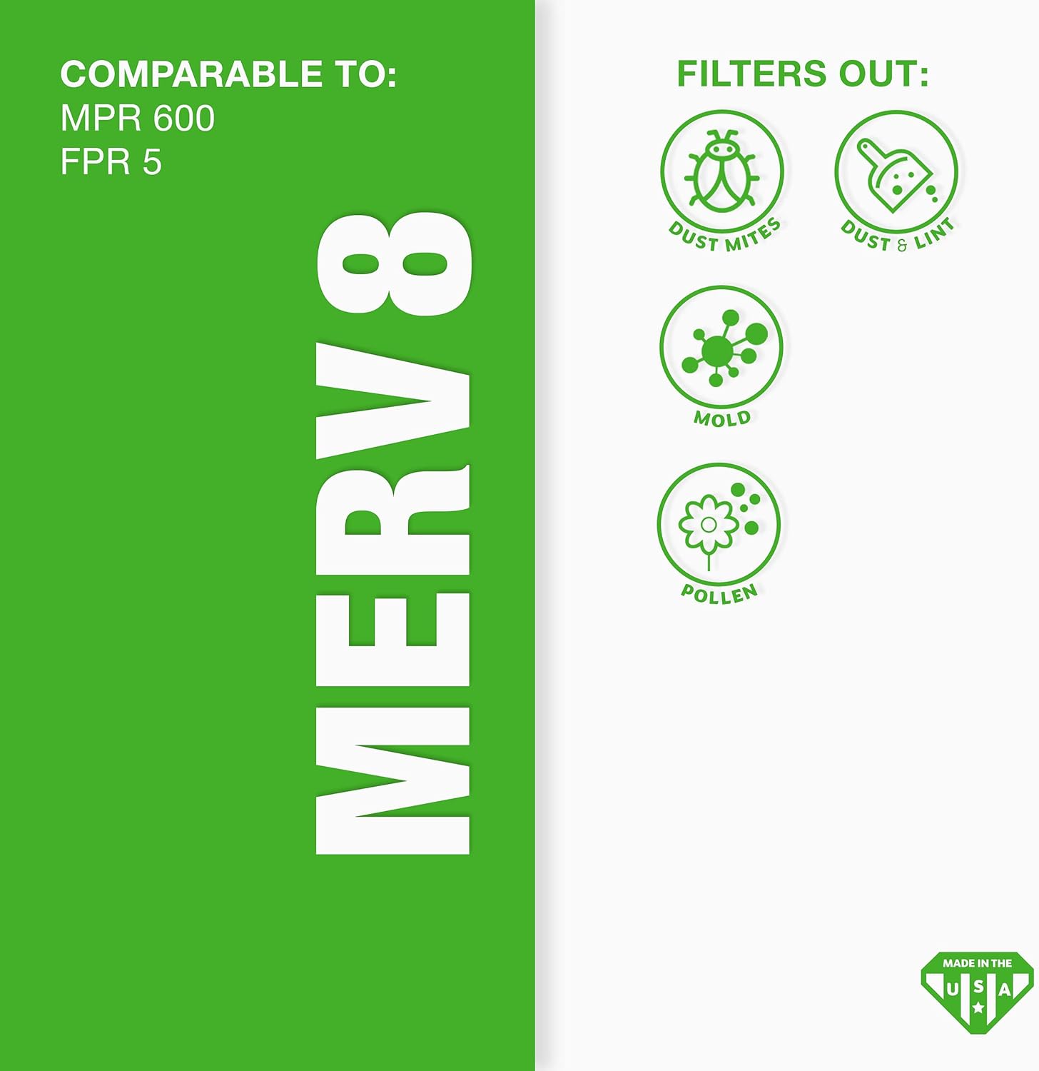 Aerostar 10x12x1 MERV 8-6 Count - High Efficiency Pleated HVAC, Furnace & Air Conditioner Filters