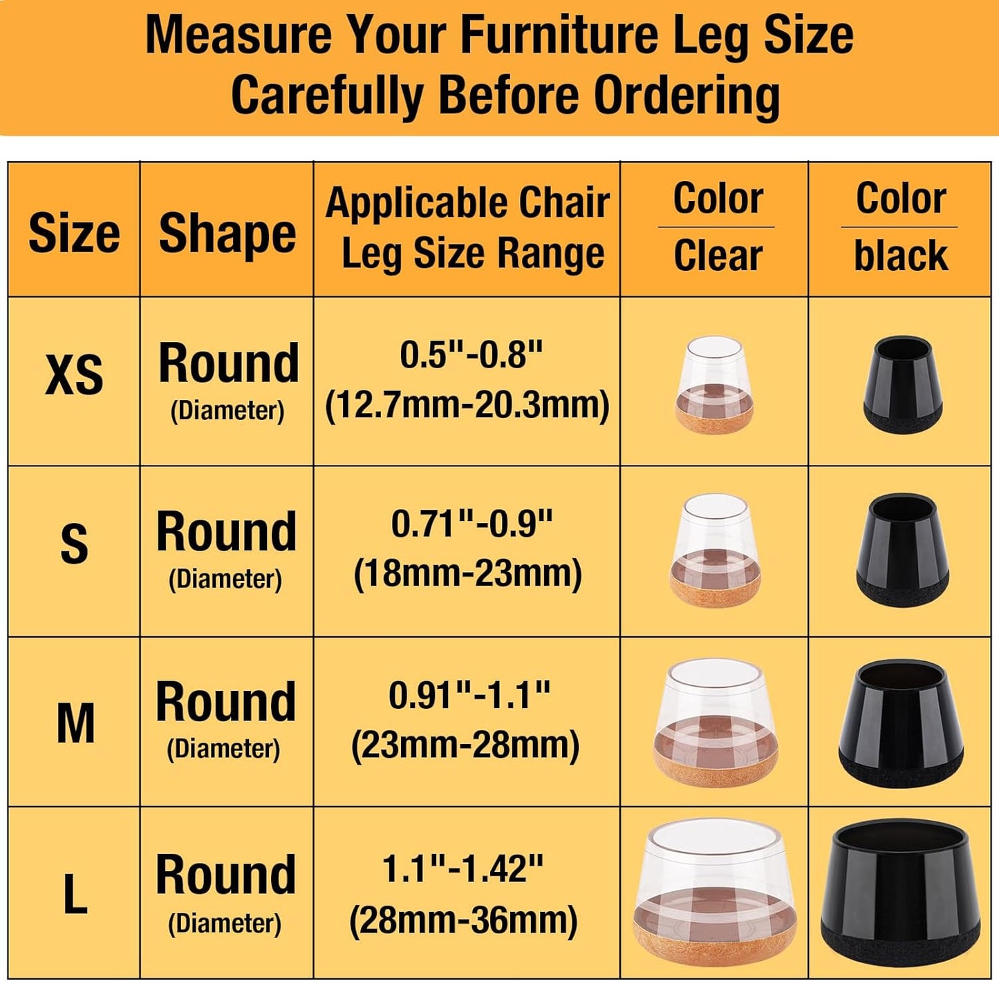 32 Pcs New Small Chair Leg Protectors for Hardwood Floors, Silicone Chair Leg Floor Protectors