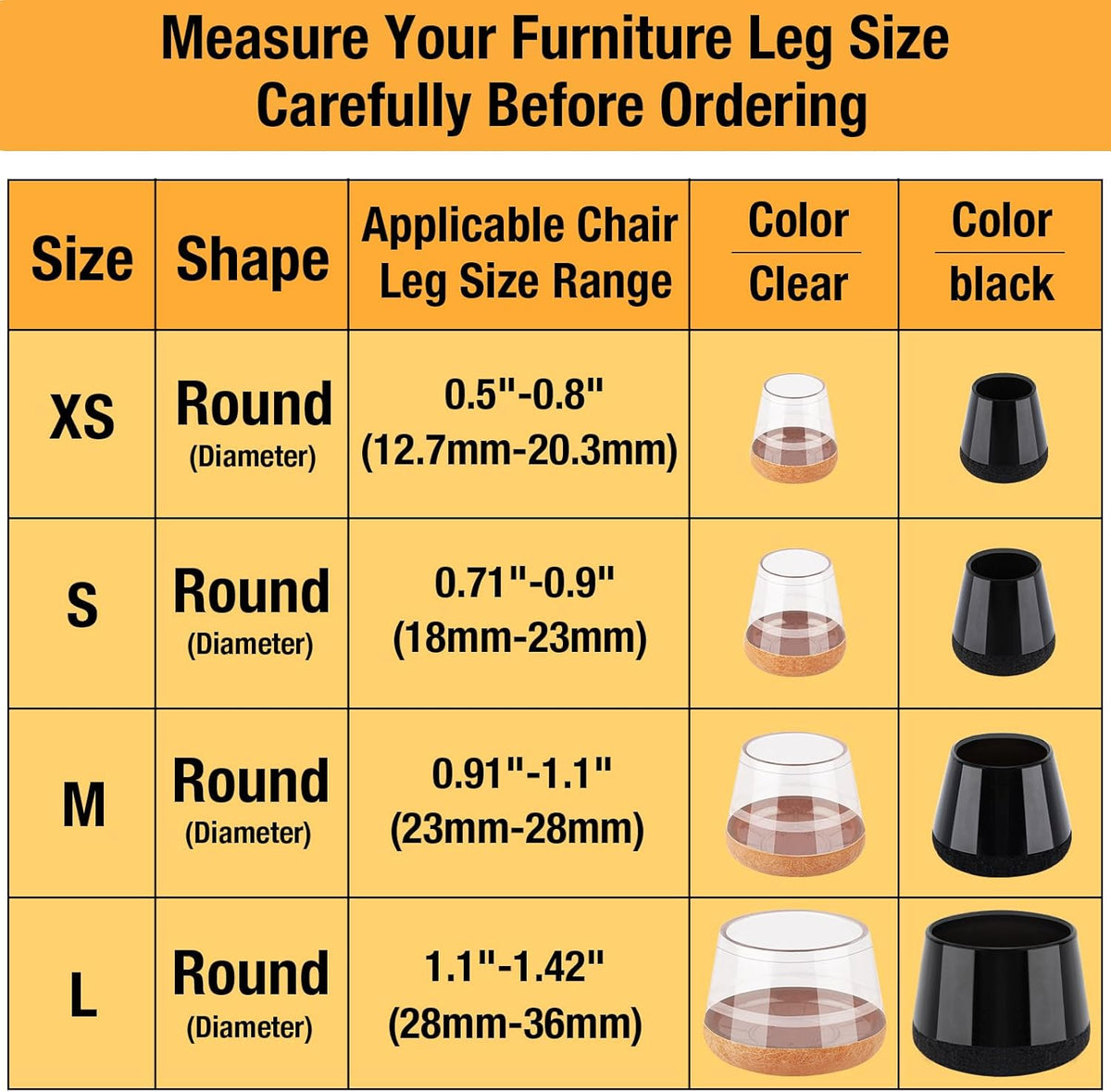 16 Pcs New Chair Leg Floor Protectors, Silicone Chair Leg Protectors for Hardwood Floors, Floor