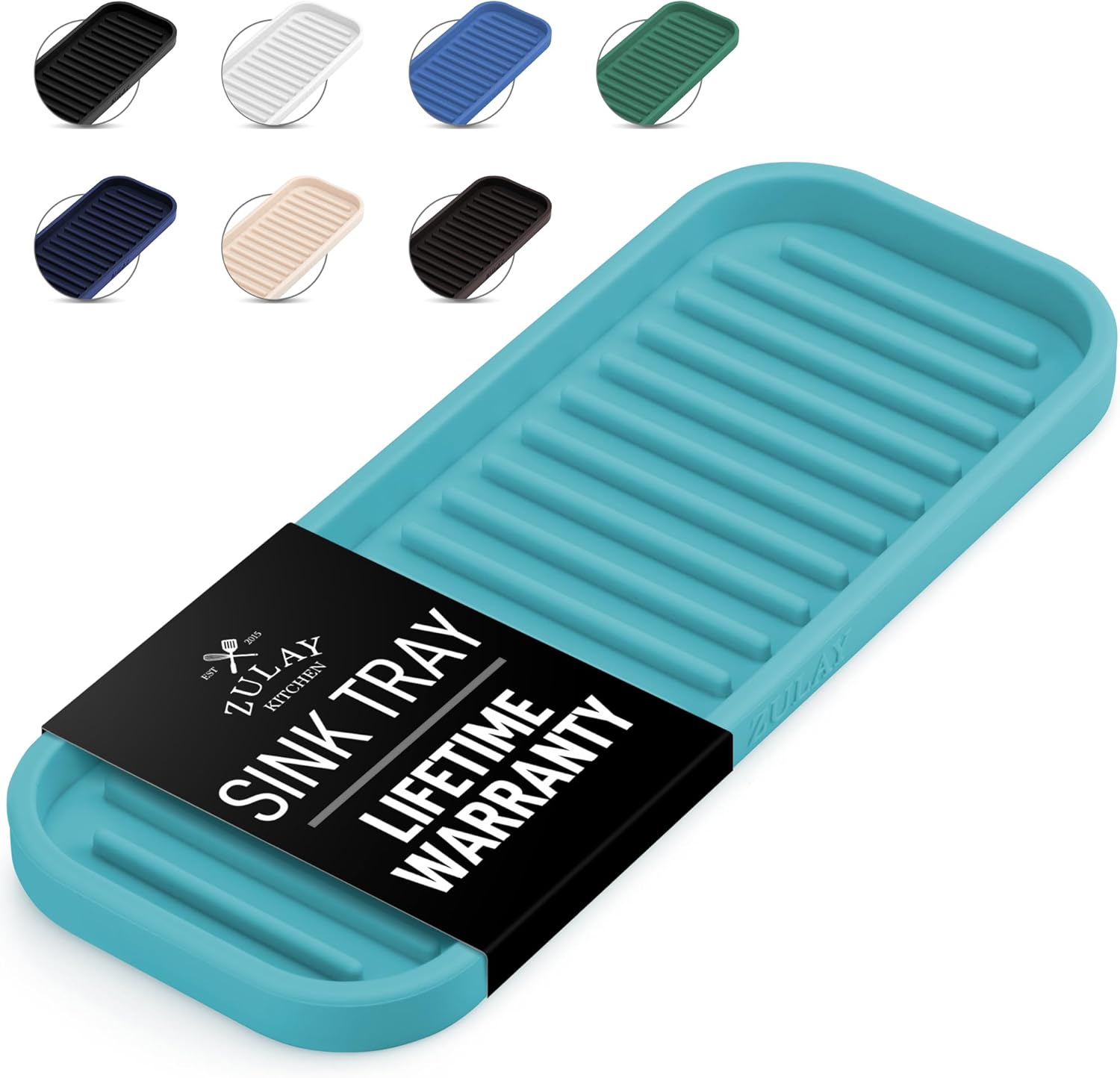Zulay Kitchen (9x3.5) Silicone Sponge Holder for Kitchen Sink - Flexible Multipurpose Soap Tray