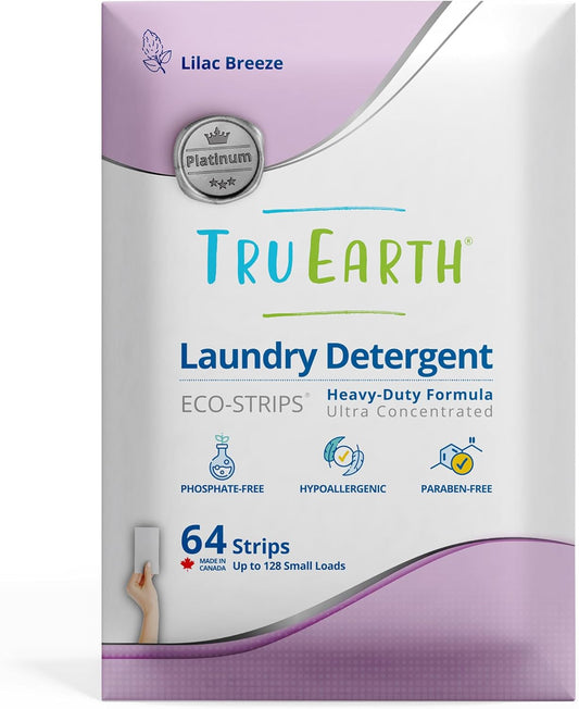 Tru Earth Platinum - Heavy Duty Laundry Detergent Sheets - Up to 128 Loads (64 Count), Lilac Breeze