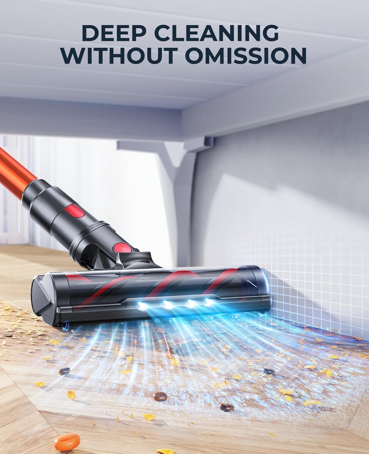 Fieety Cordless Vacuum Cleaner, 550W 45KPA Cordless Stick Vacuum Cleaner with 60Mins Rechargeable