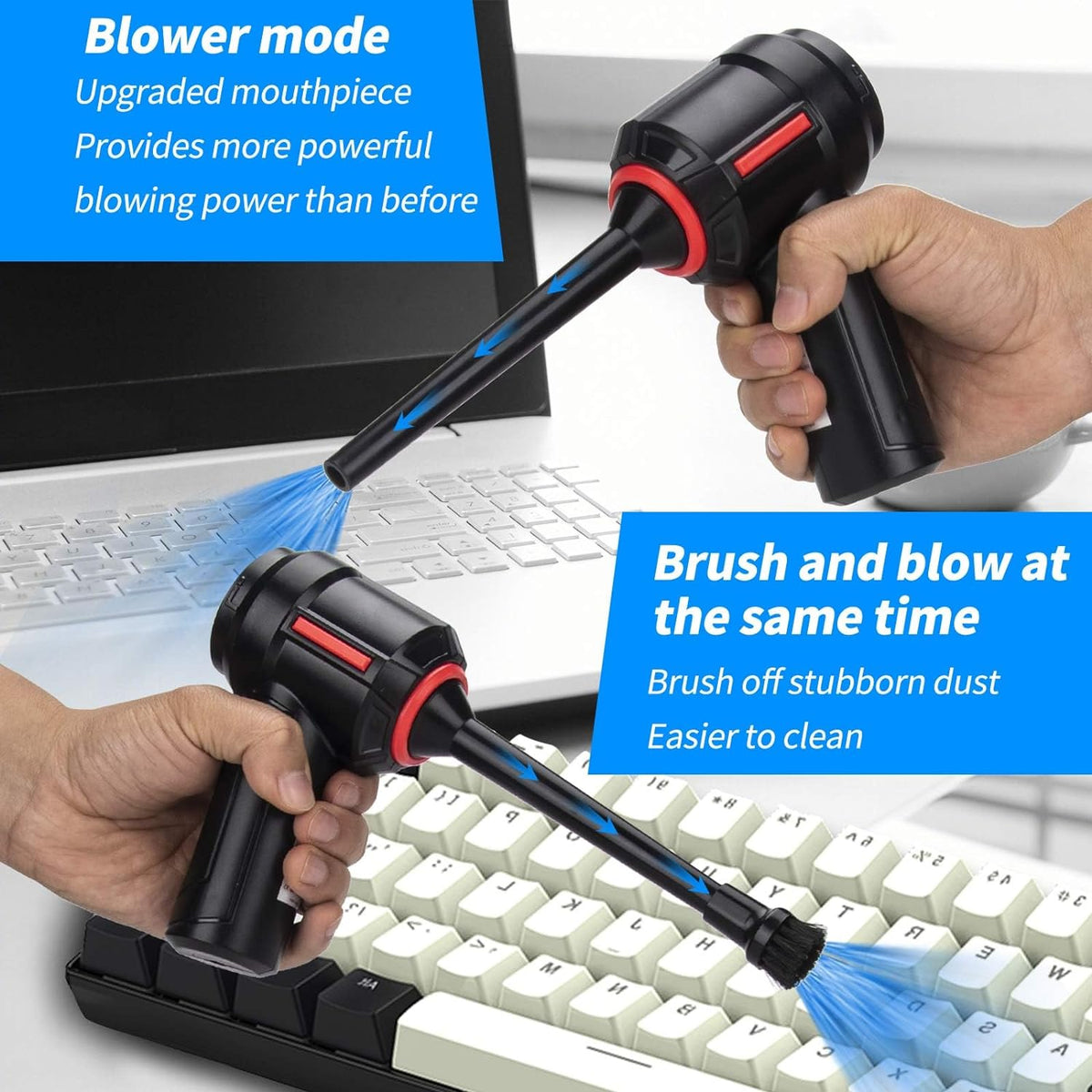 Air Duster - Computer Vacuum Cleaner - for Keyboard Cleaning- Cordless Canned Air- Powerful