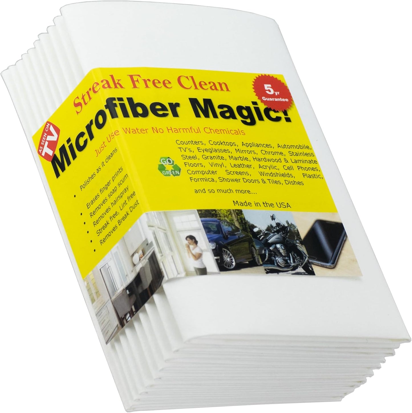 Microfiber Magic Streak Free Cleaning Cloth 10 Pack Clean Any Surface with Just Water Eco Friendly