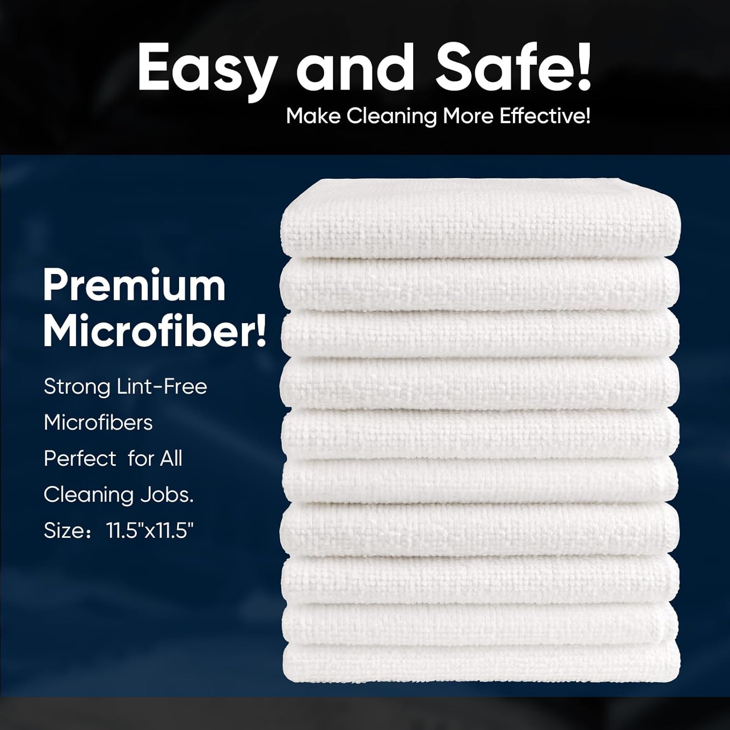 AIDEA Microfiber Cleaning Cloth White-100PK, Absorbent Cleaning Rags, Commercial Shop Rags