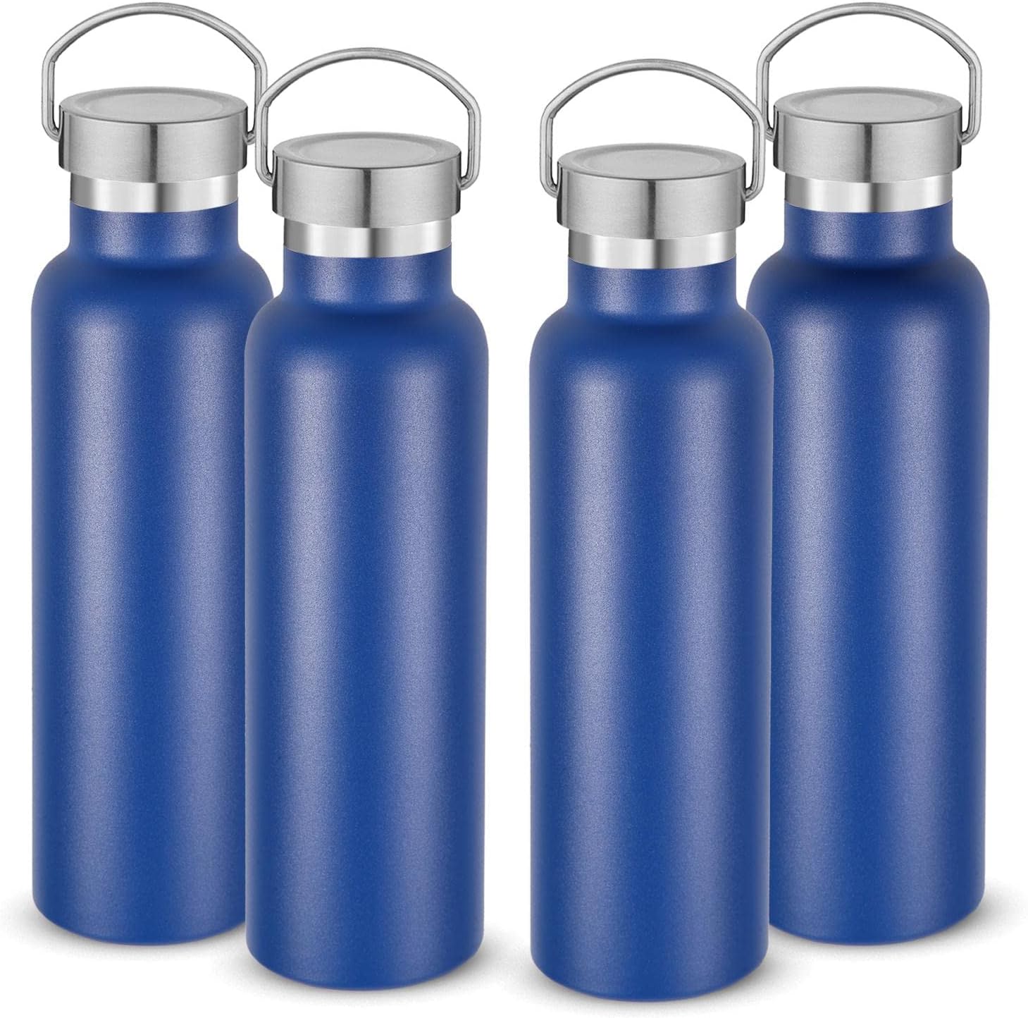 Neihepal 20 oz Insulated Water Bottles Bulk 4 Pack,Stainless Steel Double Wall Sport Bottle with