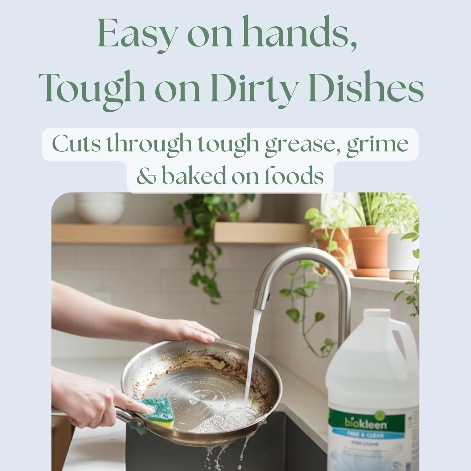 Biokleen Free & Clear Dish Soap - Dish Liquid, Dishwashing Cleaner, Eco-Friendly, Non-Toxic