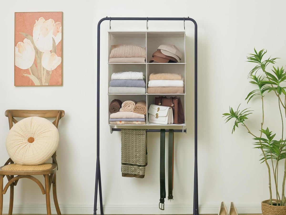 StorageWorks Hanging Closet Organizer with Metal Rod, 6-Section Closet Organizers and Storage