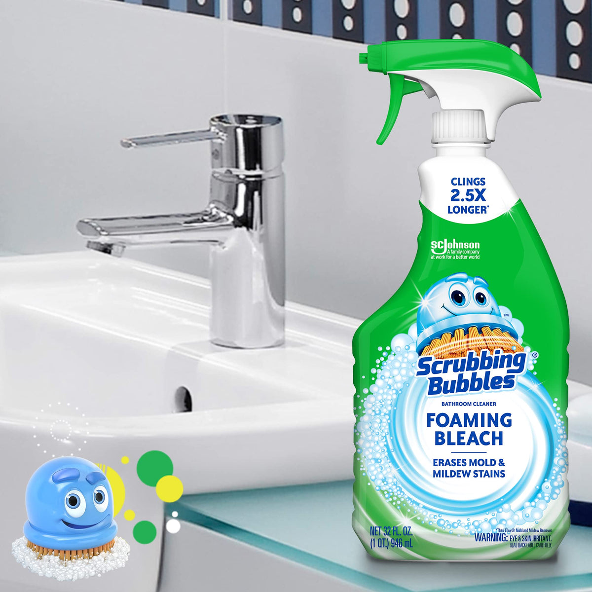 Scrubbing Bubbles Foaming Bleach Bathroom and Shower Cleaner Disinfectant Spray, Helps Erase Mold &