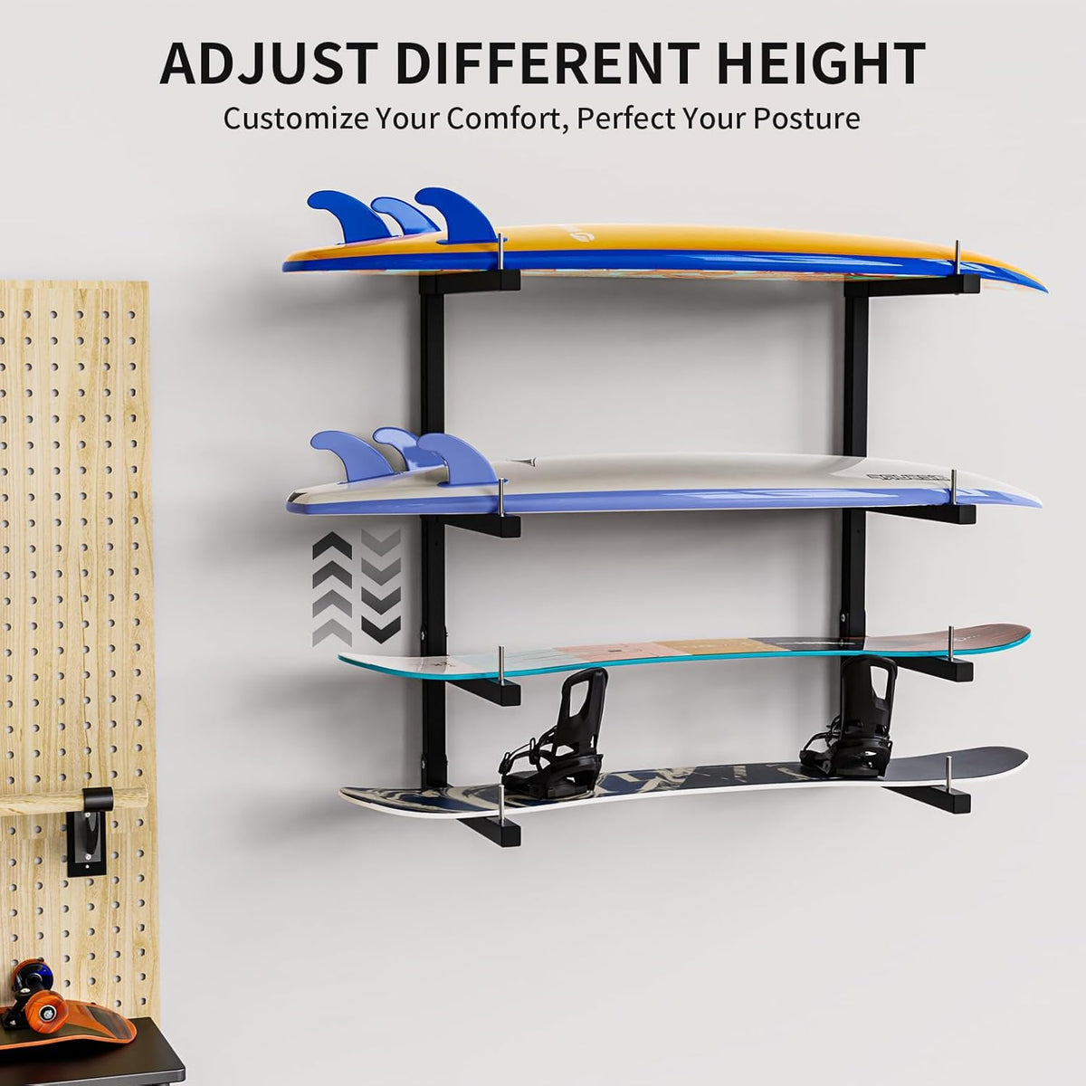 Lumber Storage Rack, Upgrade Cantilever Folding Lumber Rack Wall Mount, Metal 8 Level 32 Inch