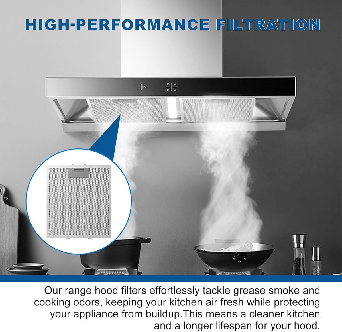 Range Hood Filter Replacement 12" x 10.5"W10169961A With 5-Layer Aluminum Mesh Fit for Whirlpool