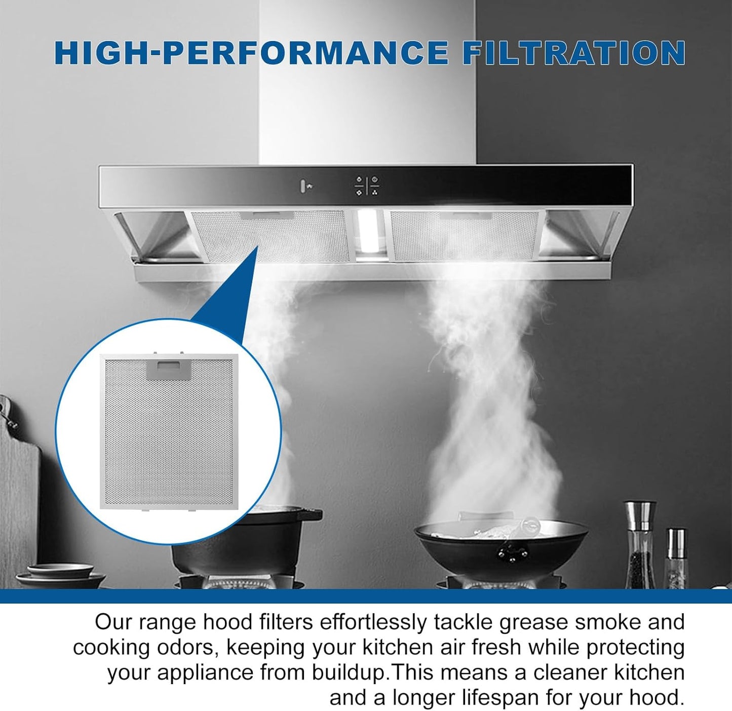 2-Pack W10169961A Range Hood Filter 10.5" X 12" With 5-Layer Aluminum Mesh Fit for Whirlpool