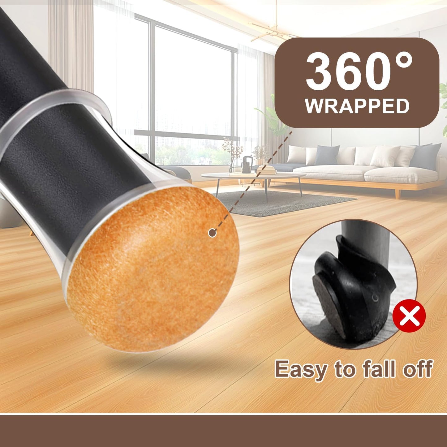 20 Pcs Chair Leg Floor Protectors for Hardwood Floors, Clear Rubber Furniture Sliders with Felt