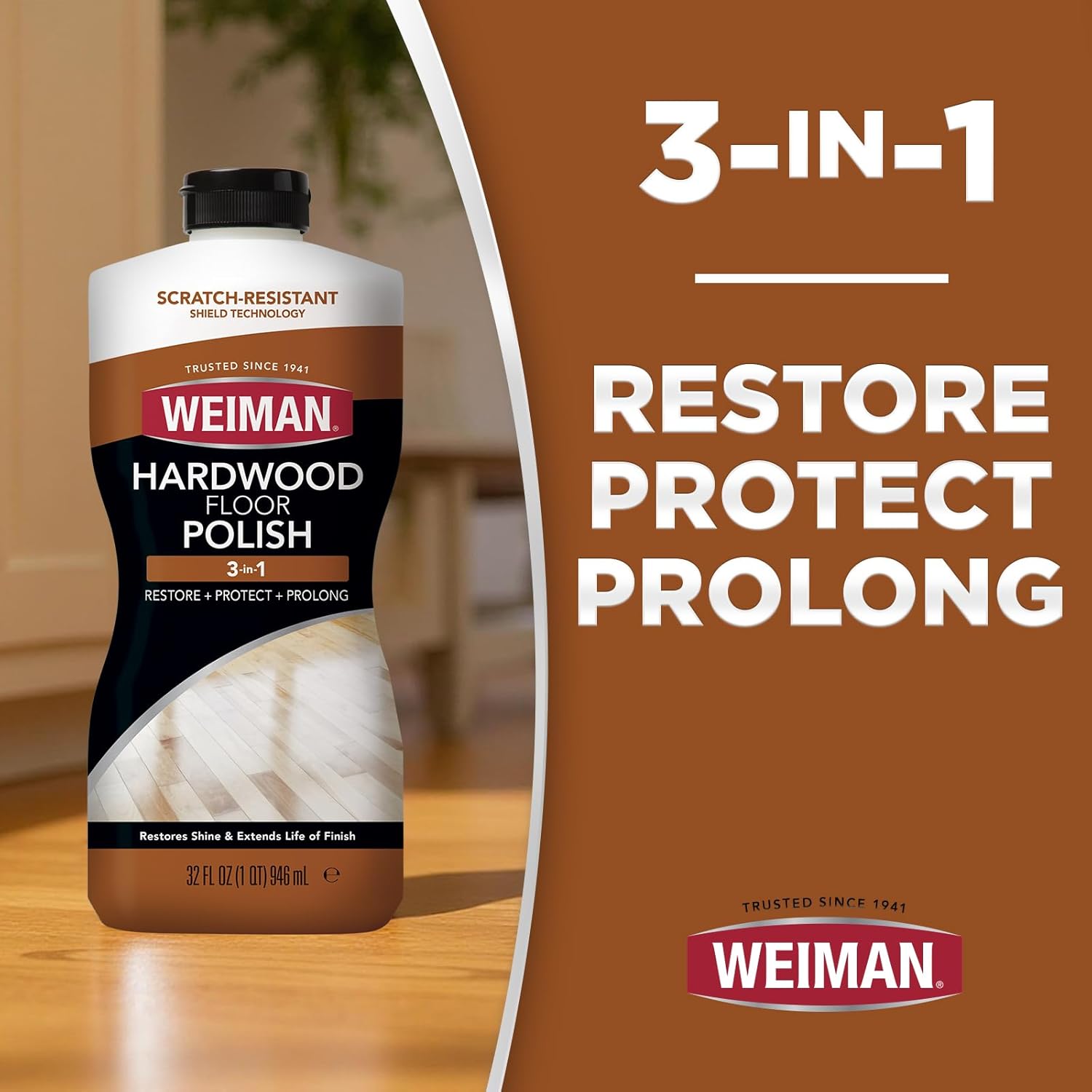 Weiman Hardwood Floor Cleaner and Polish Restorer Combo - 2 Pack - High-Traffic Hardwood Floor