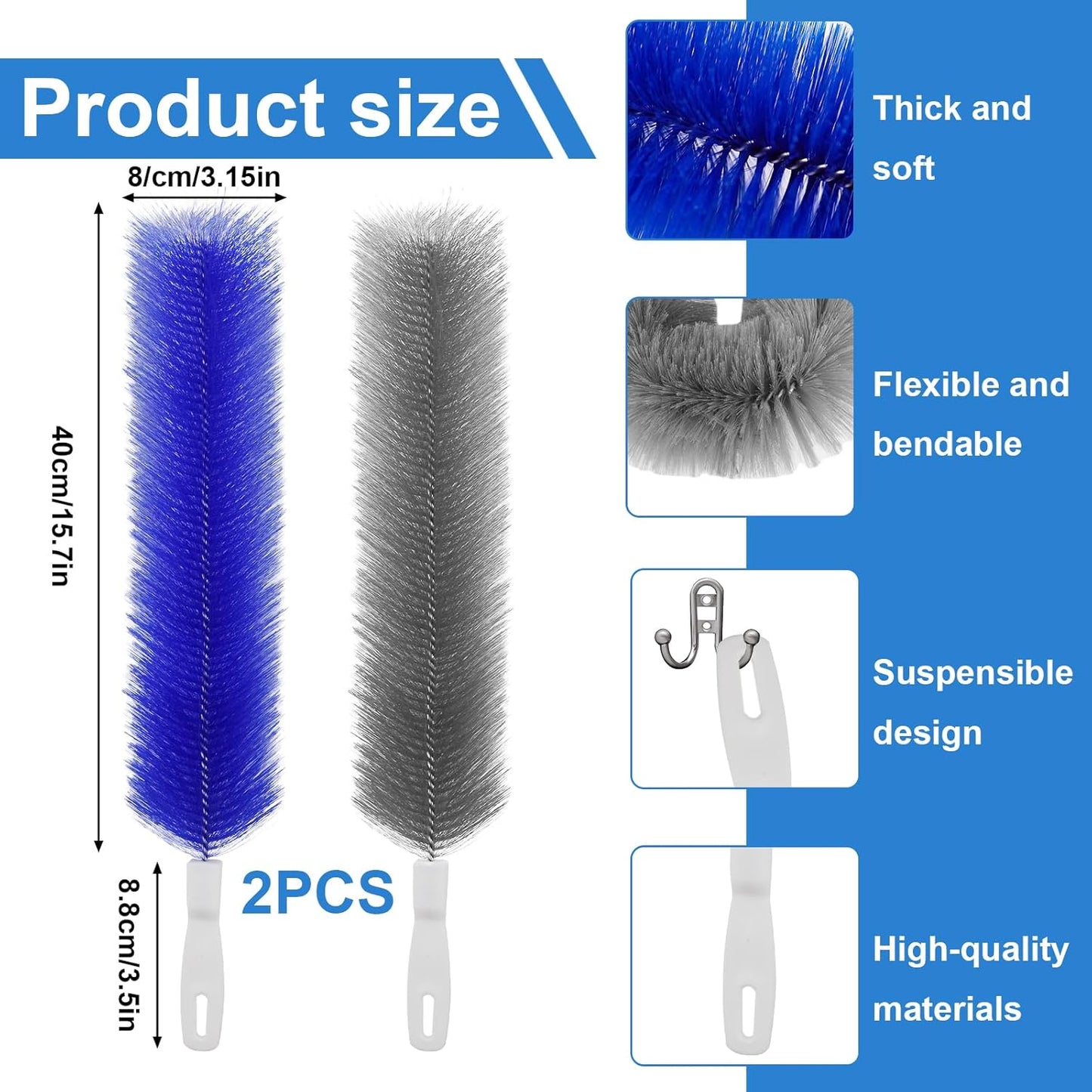 4 Pcs Cobweb Duster, Bendable Fan Duster, Plastic Fan Cleaner Brush,Microfiber Head Dusting Brush