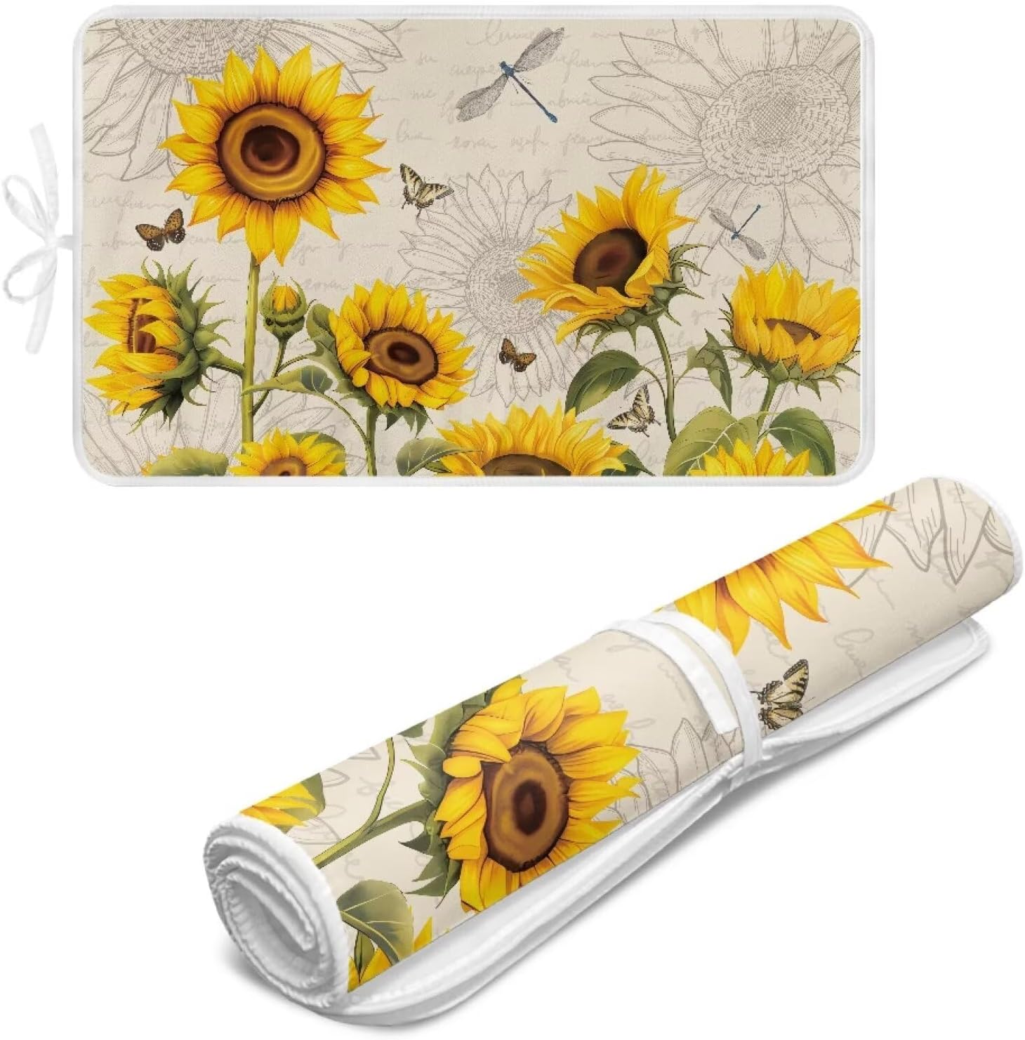 Sunflower Ironing Mat Pad for Table Portable Travel Iron Blanket Vintage Ironing Board Covers