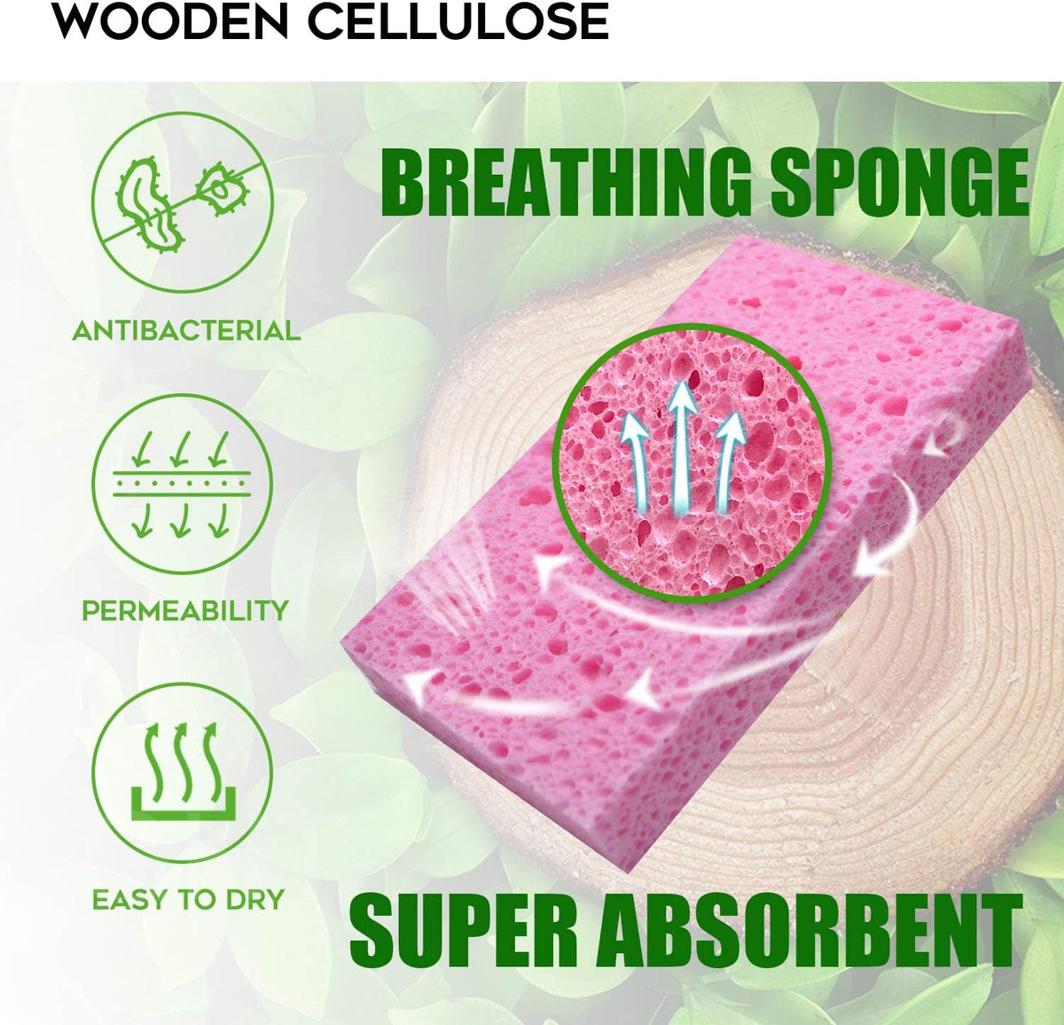 Compressed Cellulose Kitchen Sponges 24Pack,Non-Scratch Biodegradable Natural Sponge Scrub for