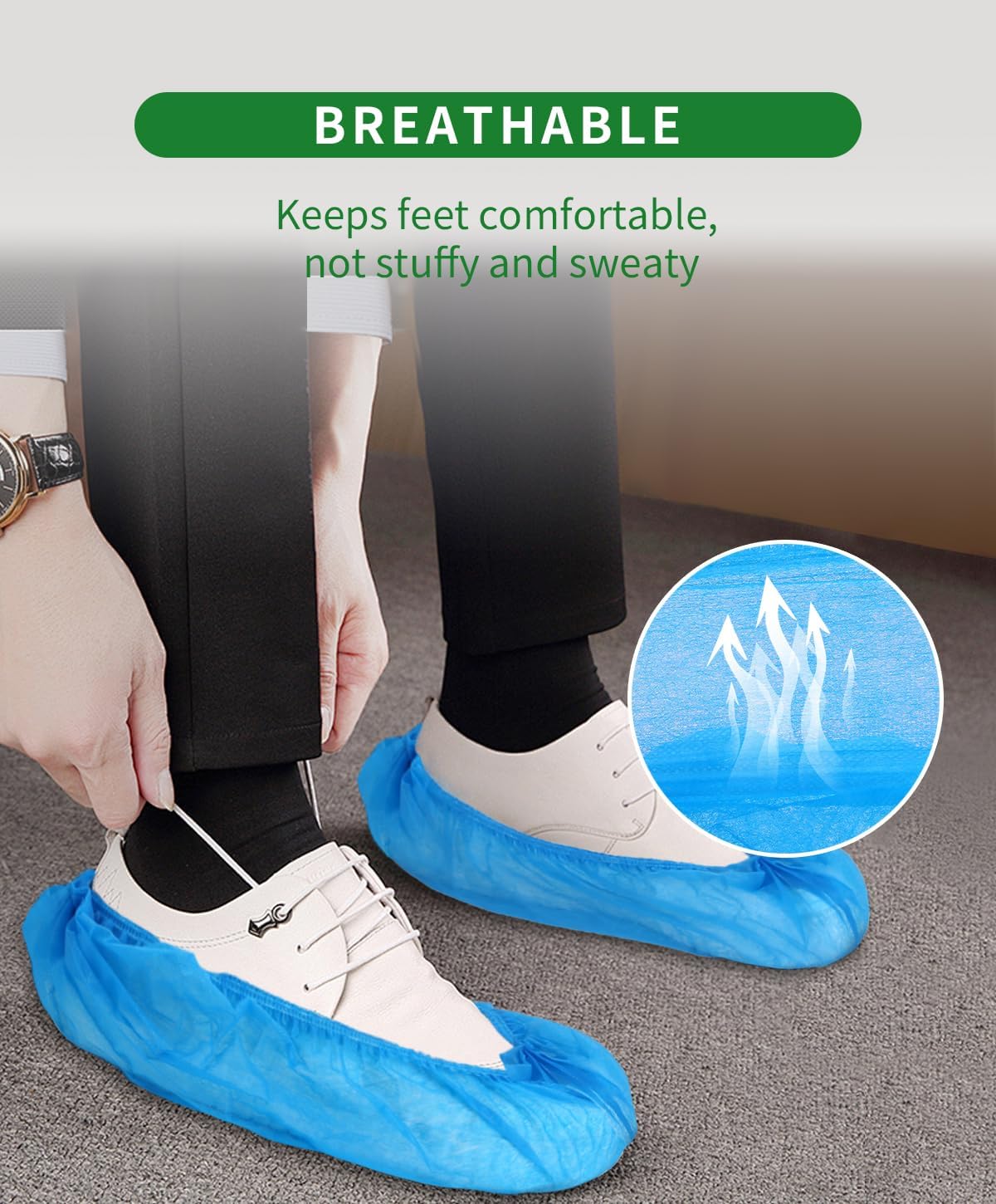 200Pcs(100 Pairs) Non-Woven Shoe Covers Disposable Non Slip for Indoors, Breathable | Durable |