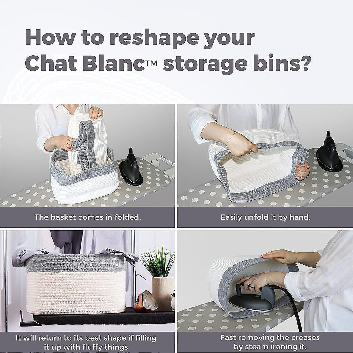 CHAT BLANC Rainbow Cotton Rope Baskets for Organizing | Storage Baskets for Shelves | Rainbow Rope