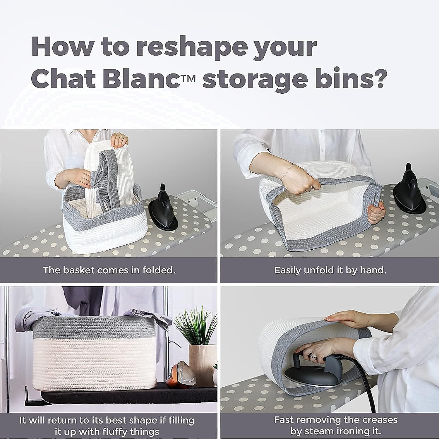 CHAT BLANC Rainbow Cotton Rope Baskets for Organizing | Storage Baskets for Shelves | Rainbow Rope