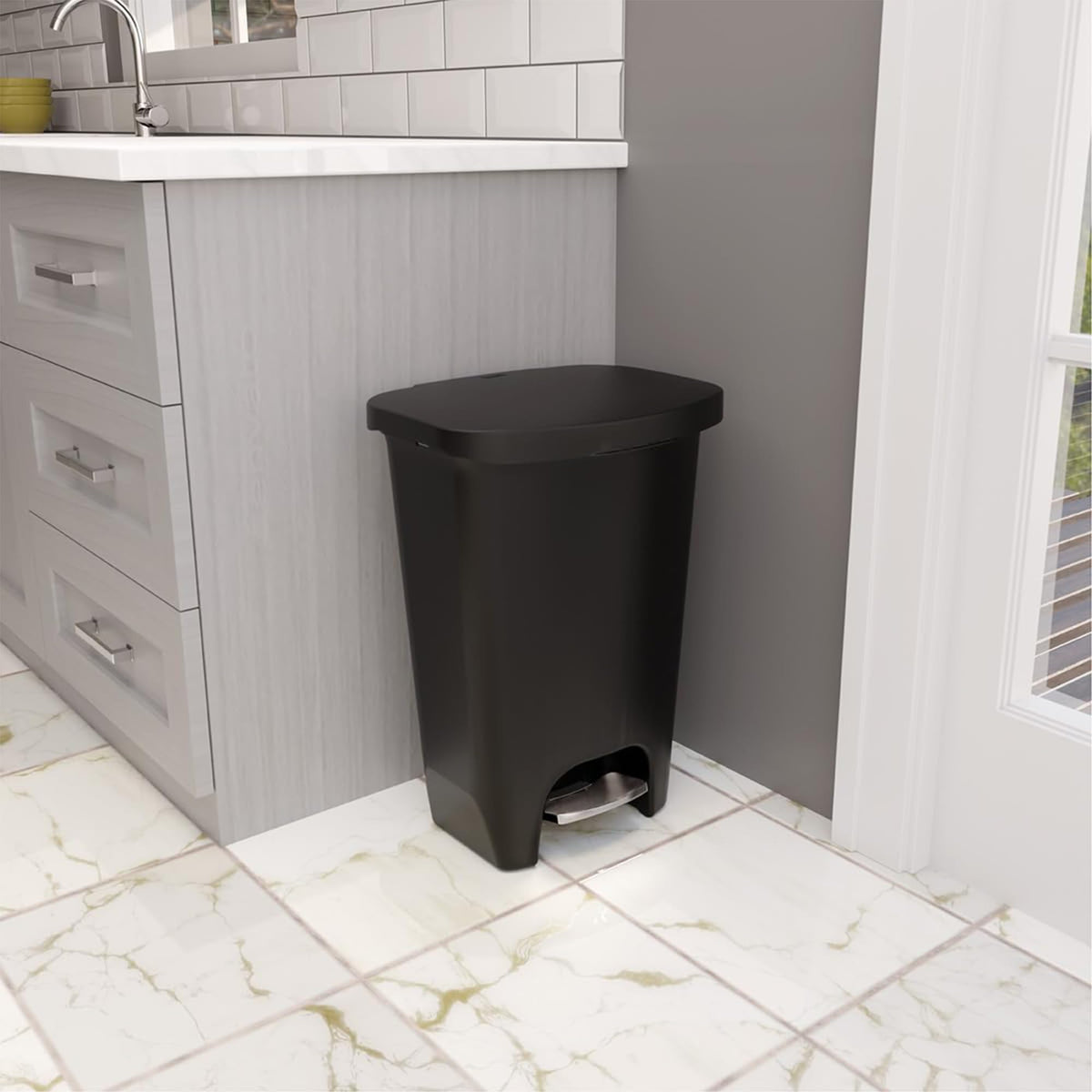 Glad Premium Trash Can with Clorox Odor Protection, 13 Gallon, Black