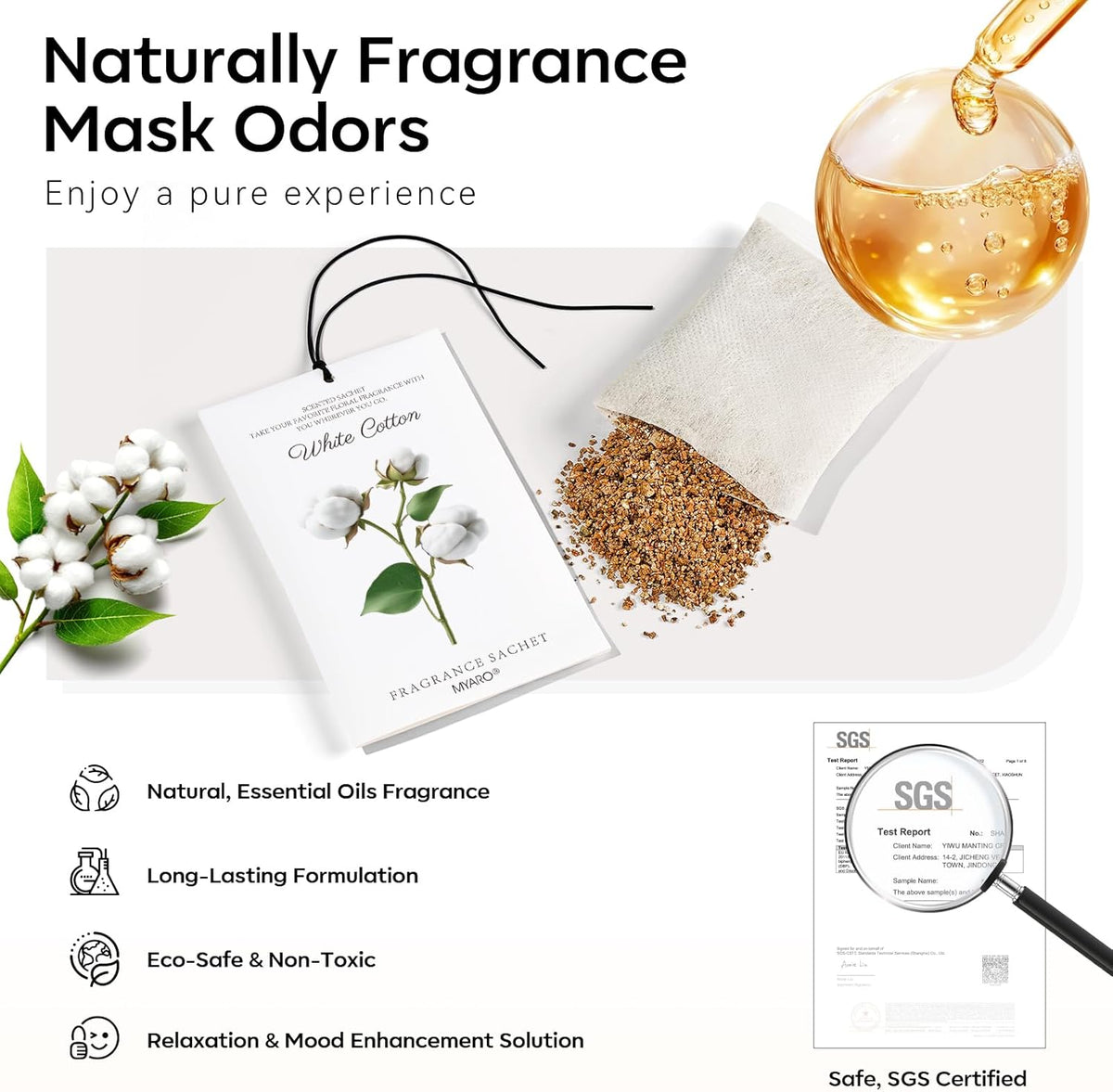 12 Packs Scent Sachets for Closet Clothes Storage - White Cotton Fragrance Long Lasting Home Air