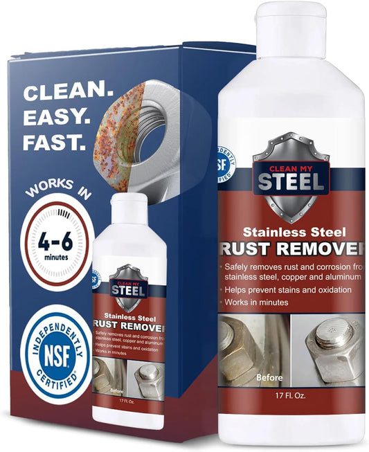 Stainless Steel Rust Stain Remover & Cleaner, NSF Approved Safe for Food Areas. Non-Toxic Stainless
