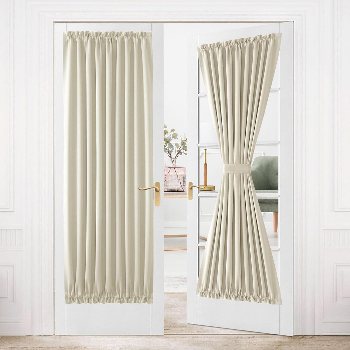 DWCN French Door Curtains – Rod Pocket Thermal Blackout Curtain for Window/Patio