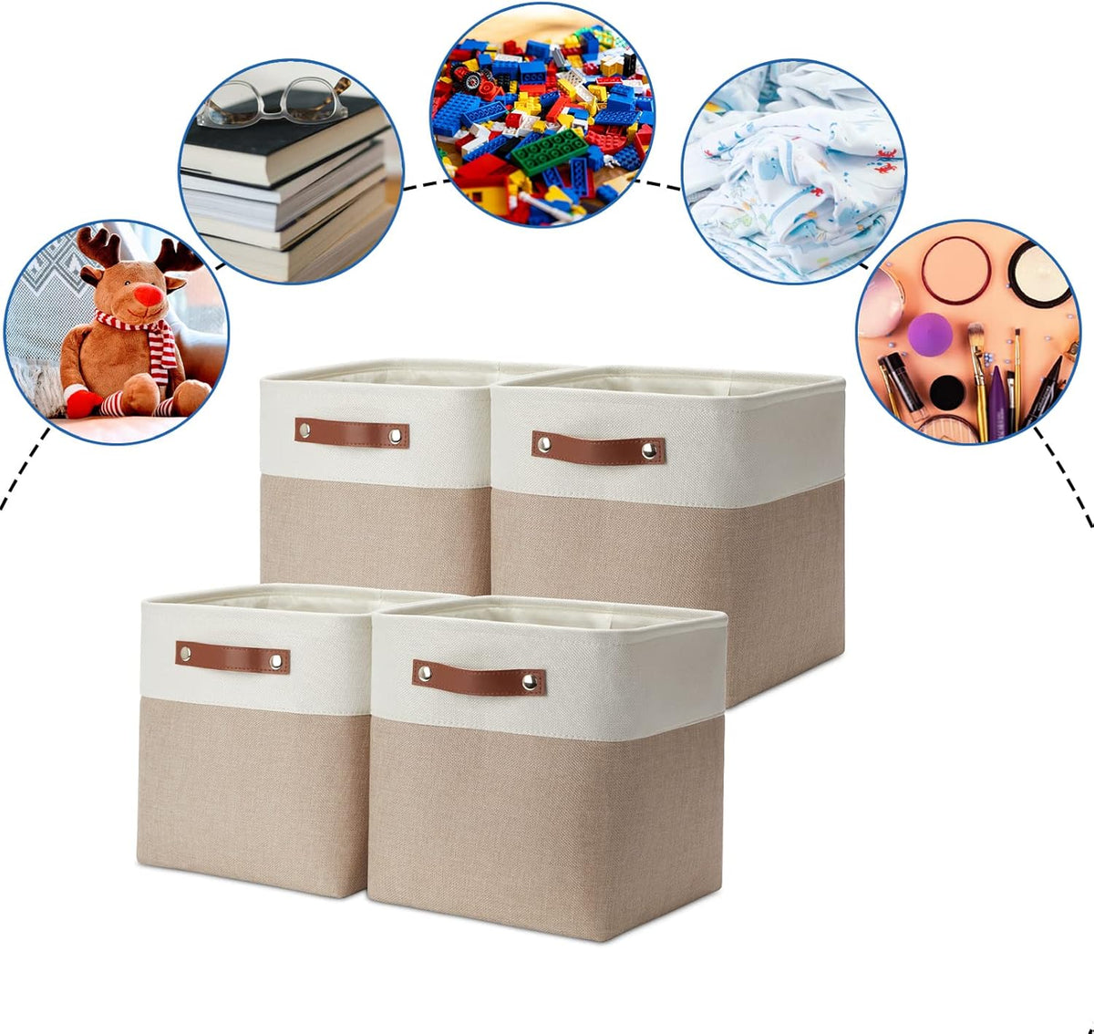 DULLEMELO 11 inch Cube Storage Bins, Large Collapsible Grey Storage Baskets for Square Cubes