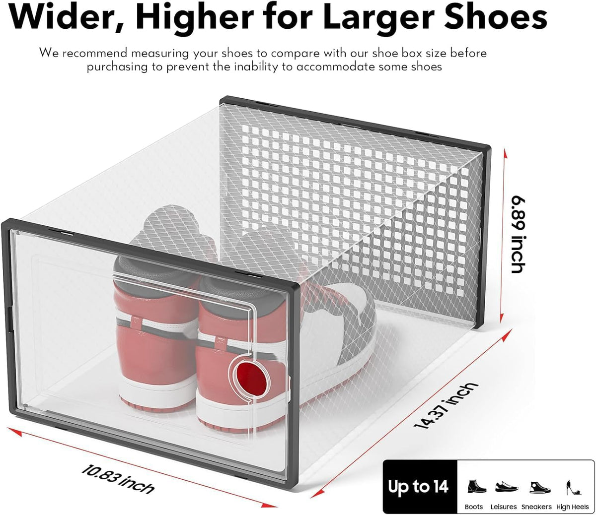 Kuject XX-Large Shoe Storage Boxes Organizers Clear Plastic Stackable 12 Pack, Shoe Rack & Holder