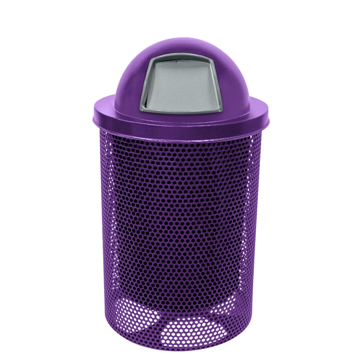 COATEDOUTDOORFURNITURE RDT-P-TXTPUR Heavy Duty Round Trash Receptacle with Dome Top, Liner