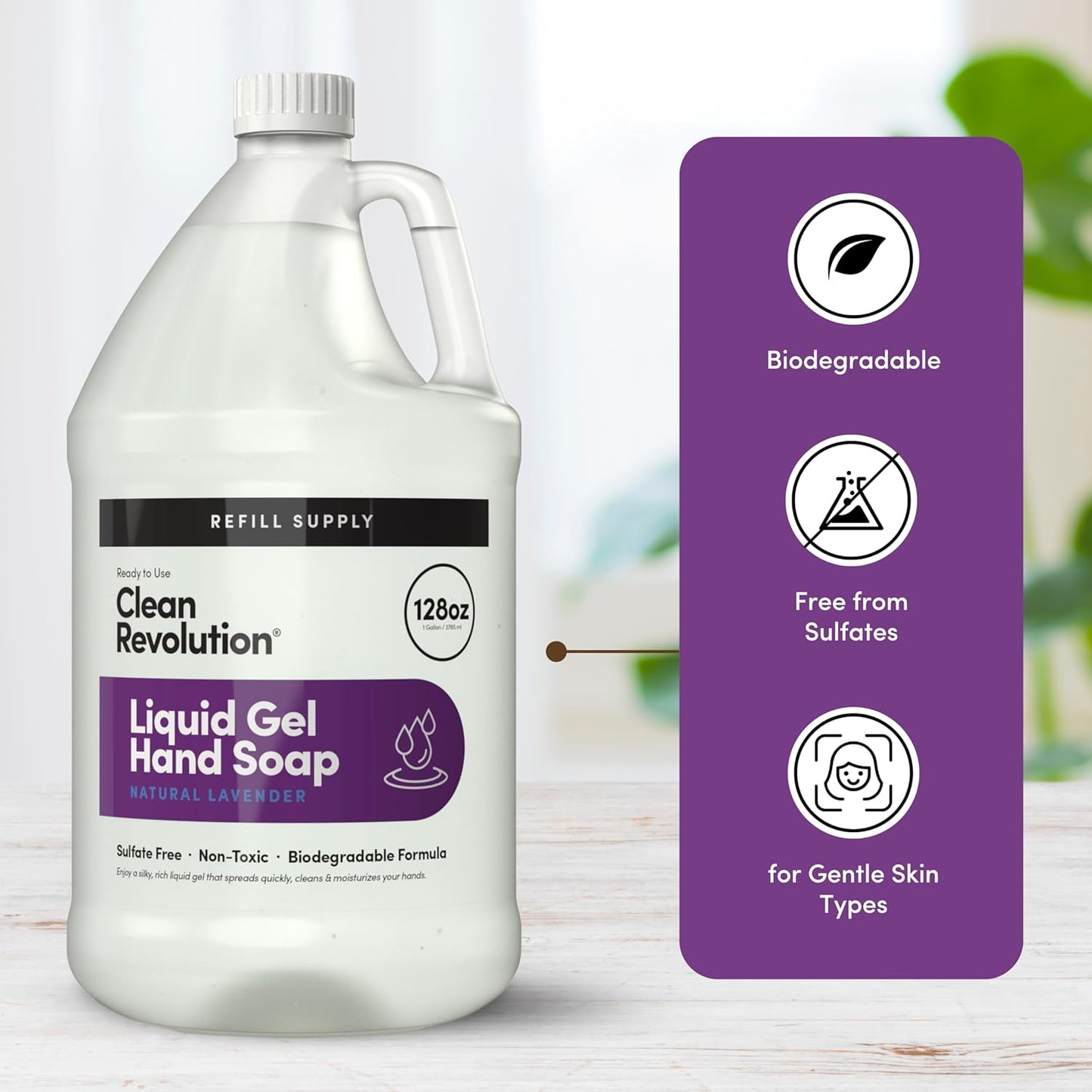 Clean Revolution Liquid Gel Hand Soap, Silky Rich Liquid, Quick Lather, Fast Rinsing, Contains Real