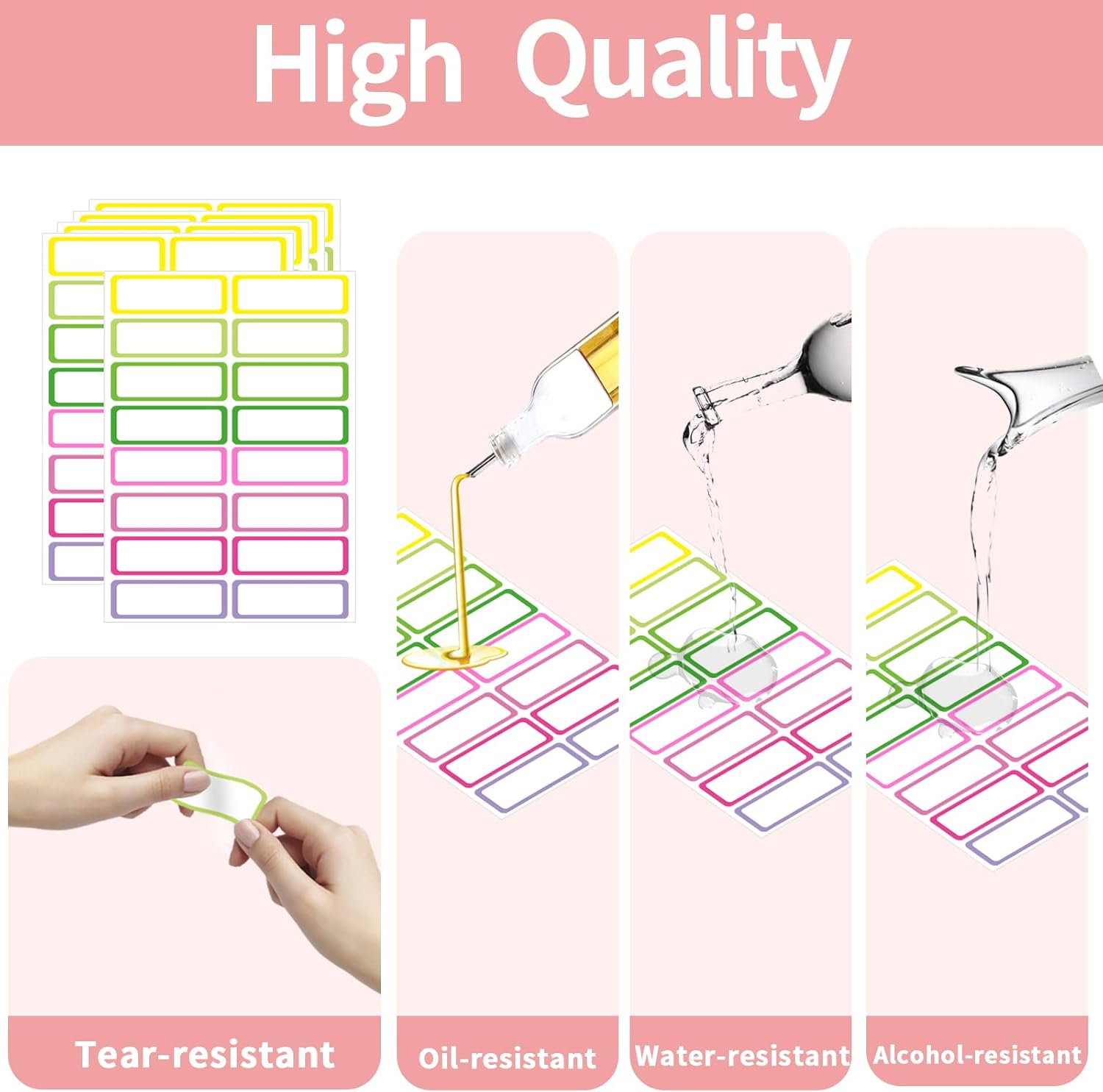 STARLIBOO Removable Labels, Removable Colored Labels Stickers,1x3 Inch Rectangular Stickers