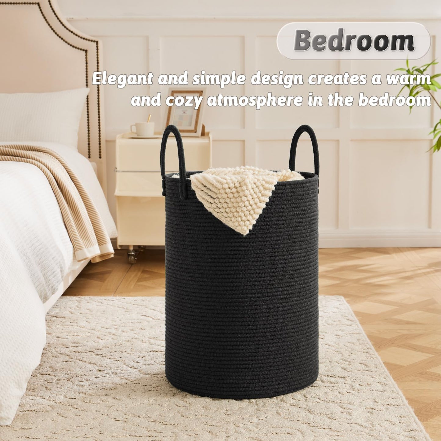 Laundry Basket,Woven Cotton Rope Laundry Hamper,100L for Decorative Storage of Dirty Clothes,Toys
